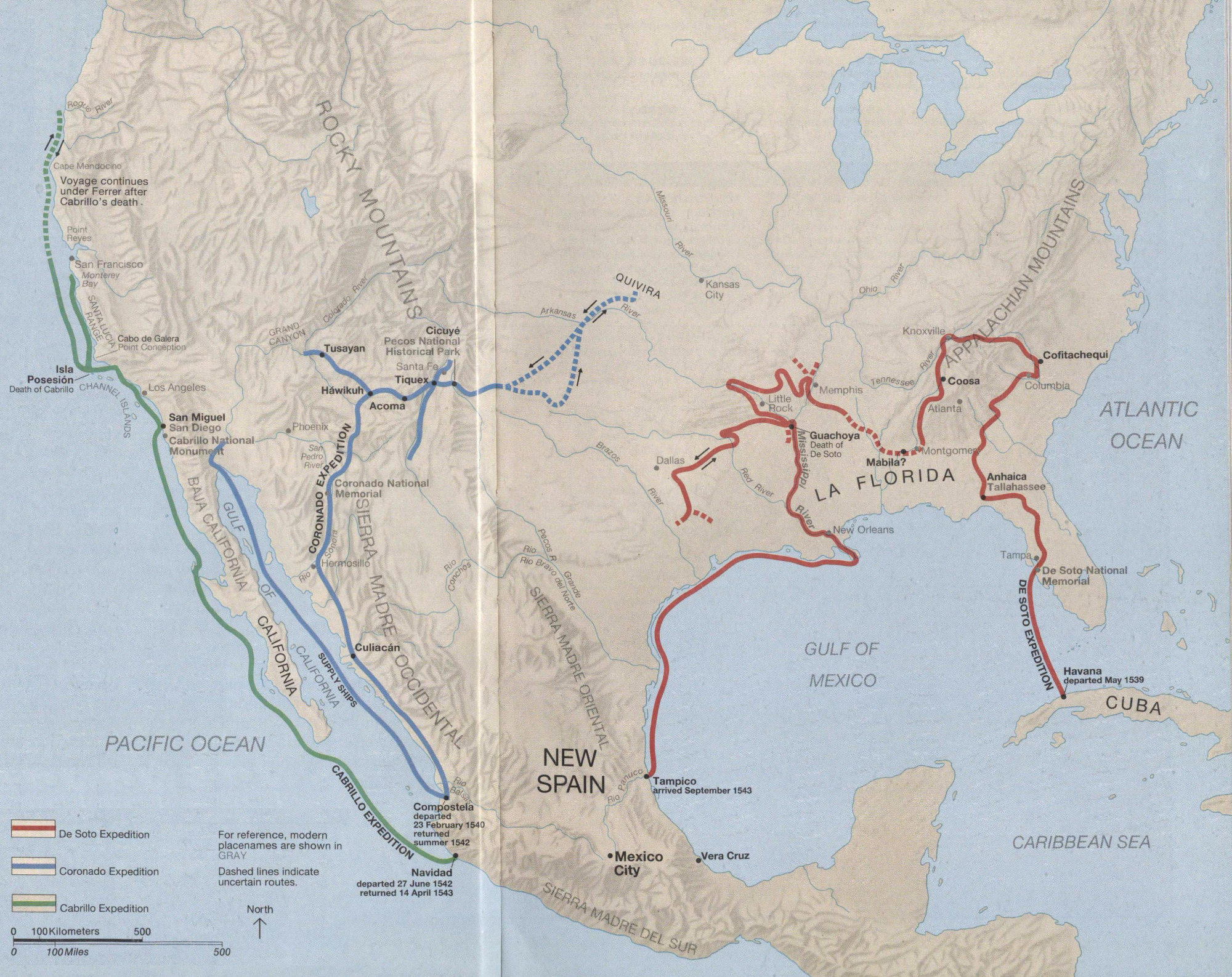 Early Spanish expeditions in America, 15391543 r/MapPorn