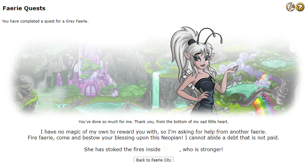 I got a Grey Faerie quest for the first time in the 15 years I've been