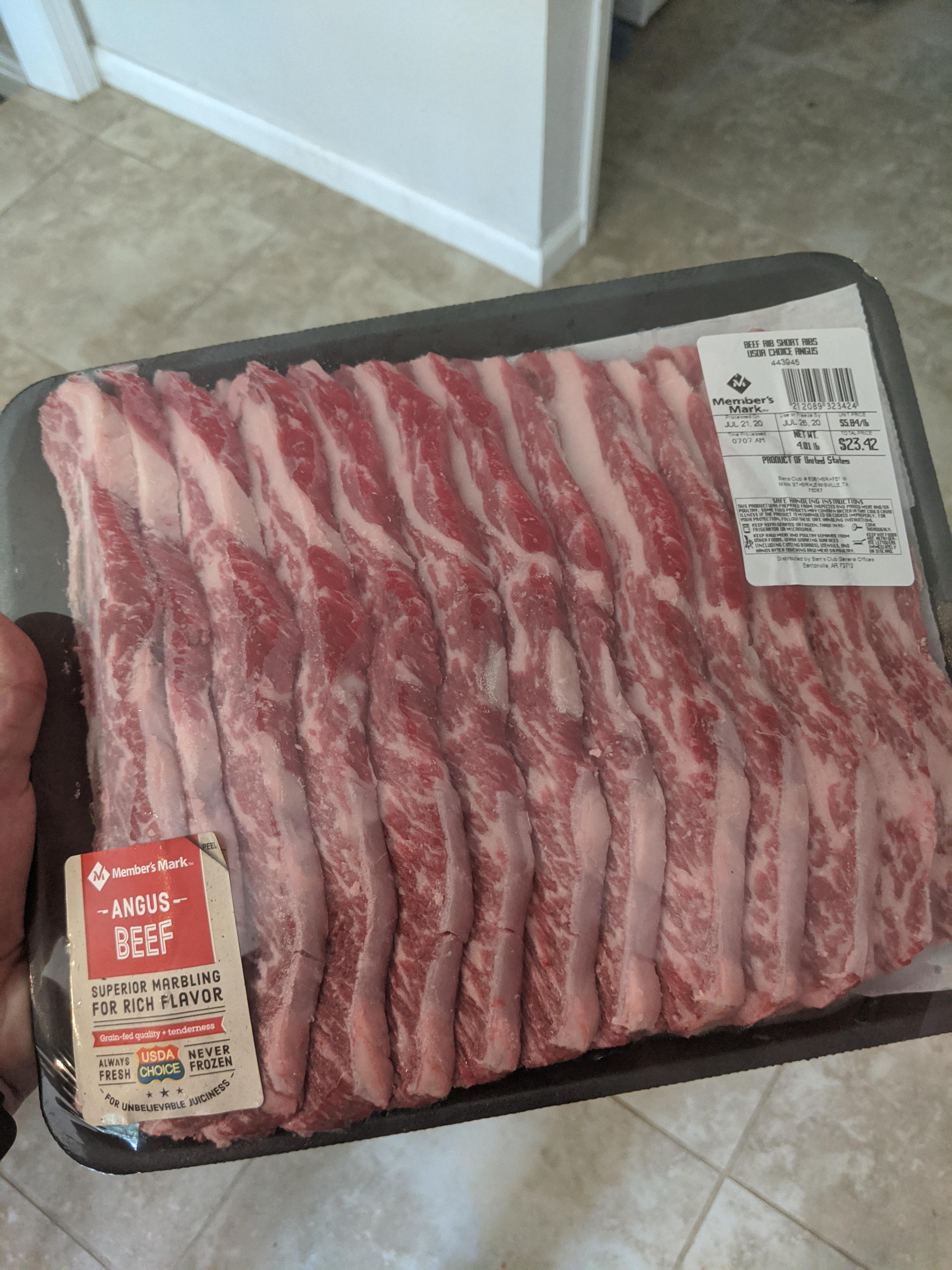 I asked my wife to look for beef ribs at Sam's. She came back with