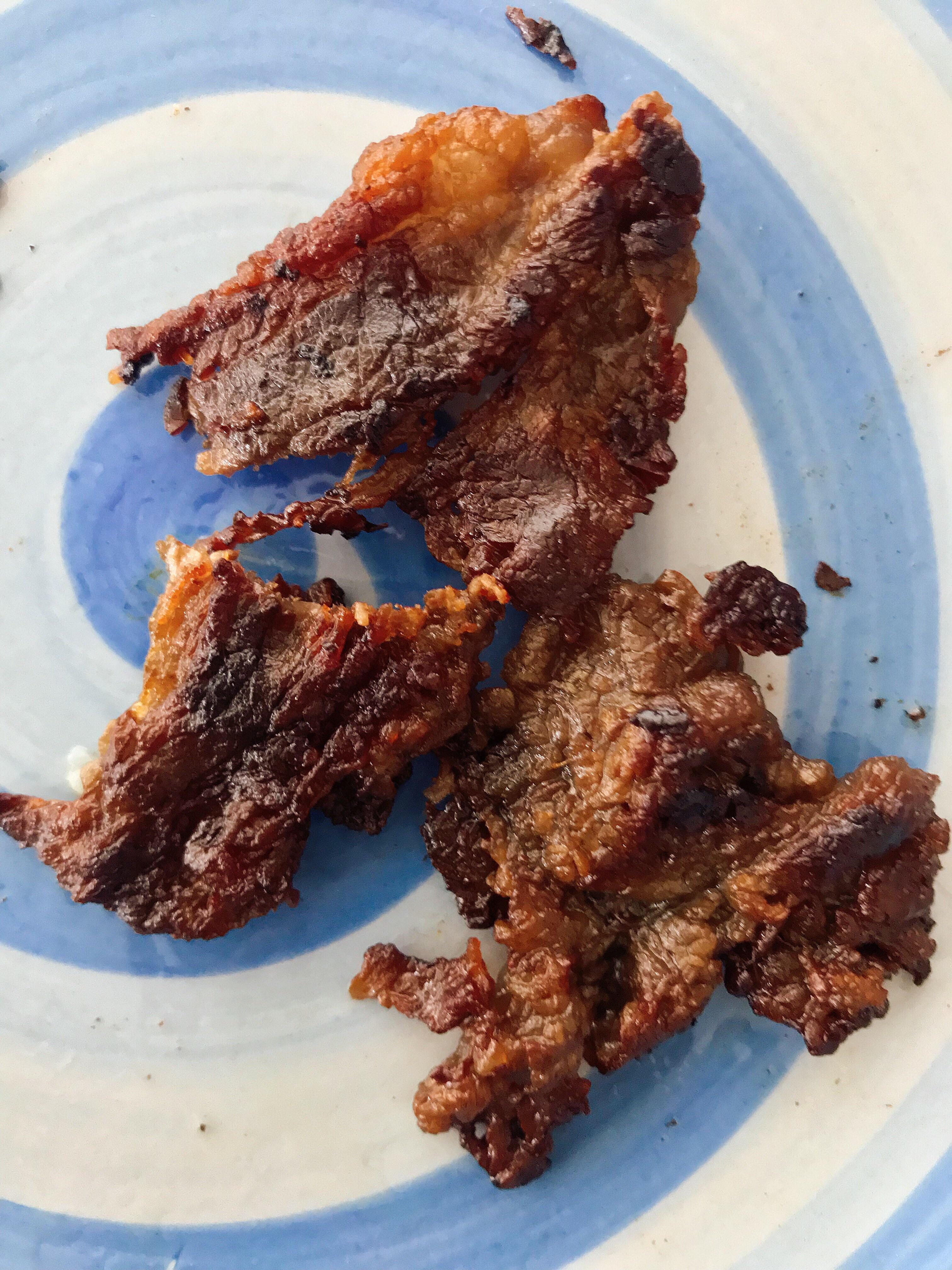 Homeade beef bacon US short plate with soy sauce & vinegar marinade