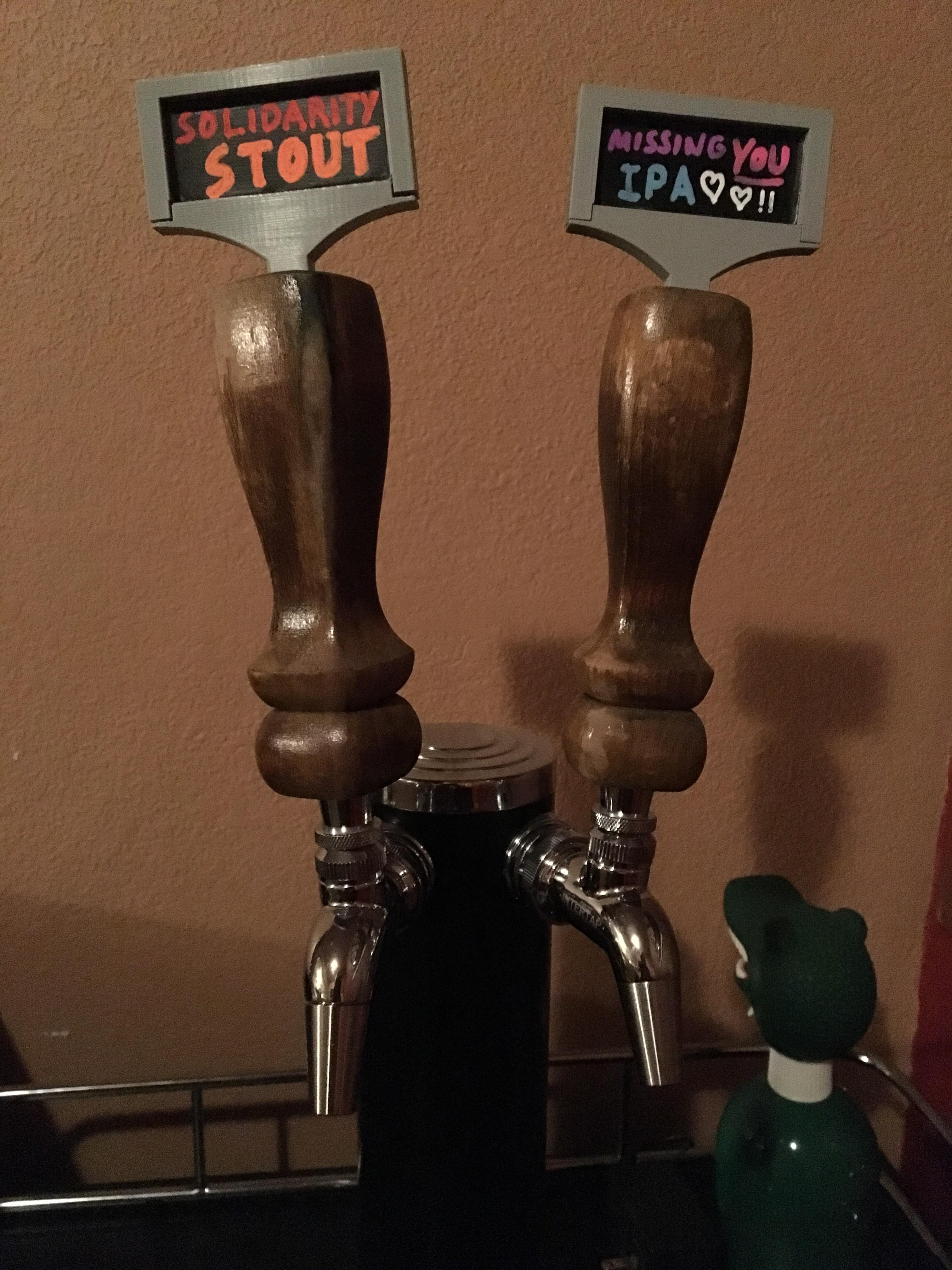 Designed and printed custom tap handle blackboard label holders for