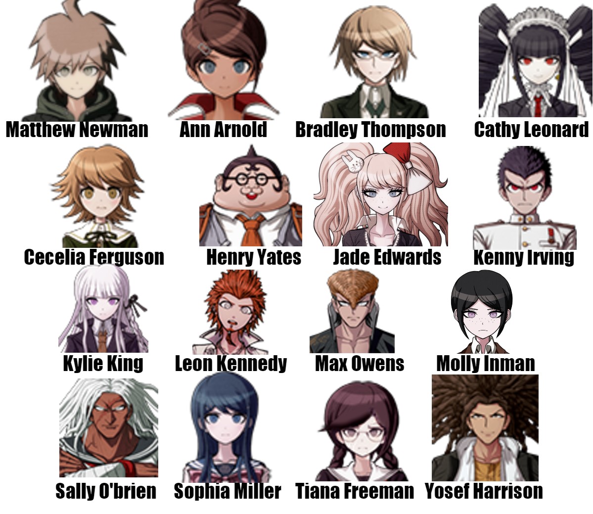 Danganronpa Trigger Happy Havoc, but all the characters names have been