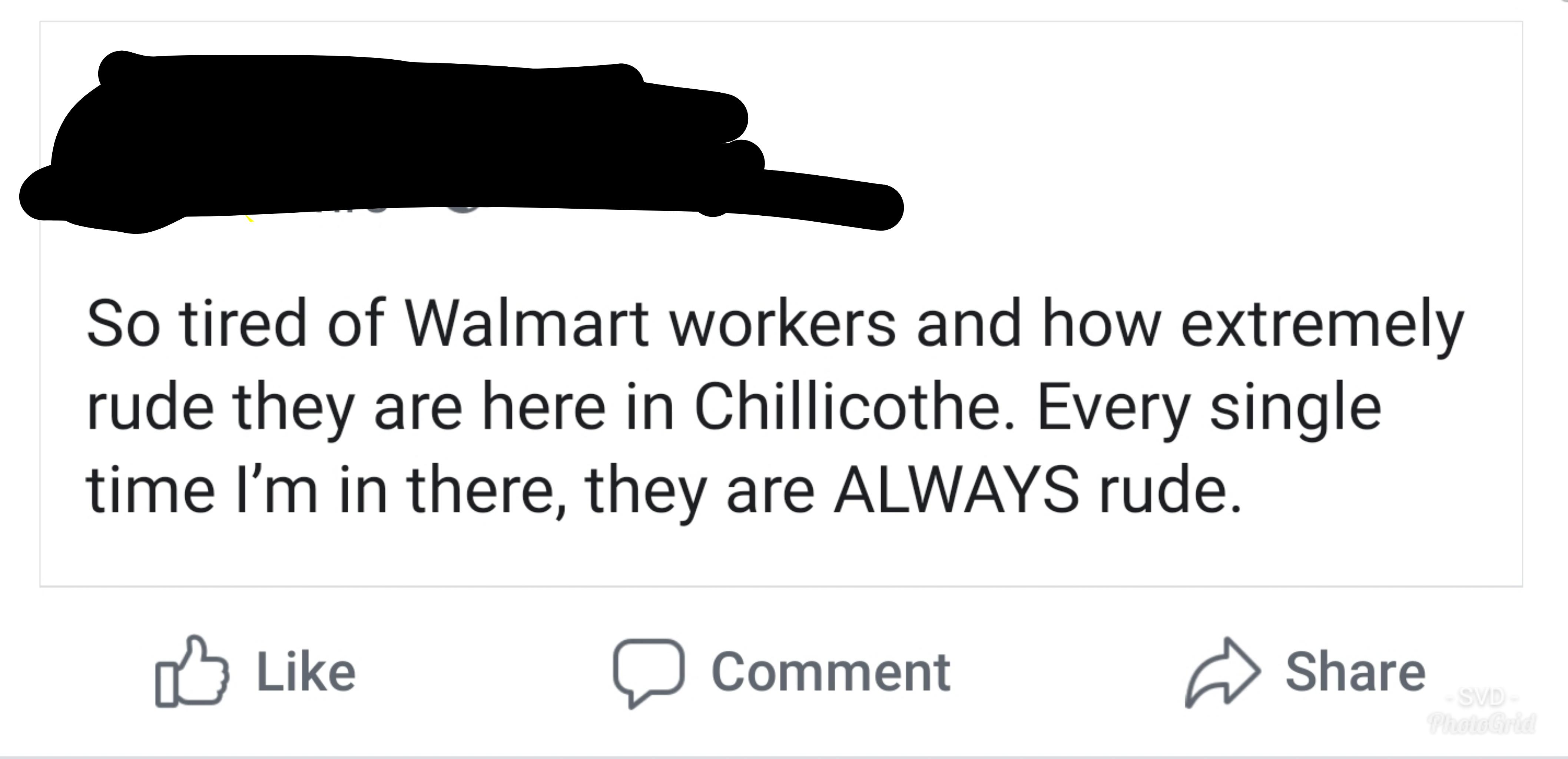 Alright. Who's from Chillicothe? r/walmart
