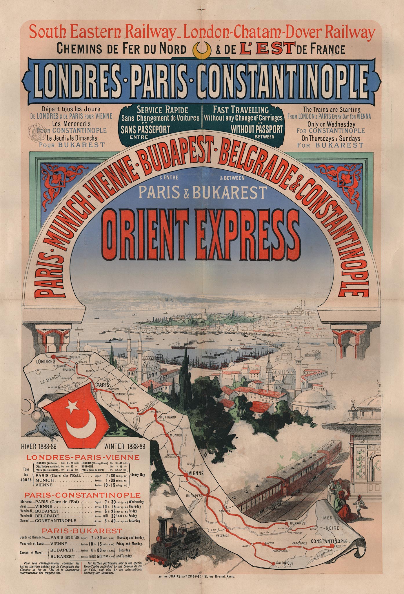 The 1888/89 Orient Express timetable r/europe