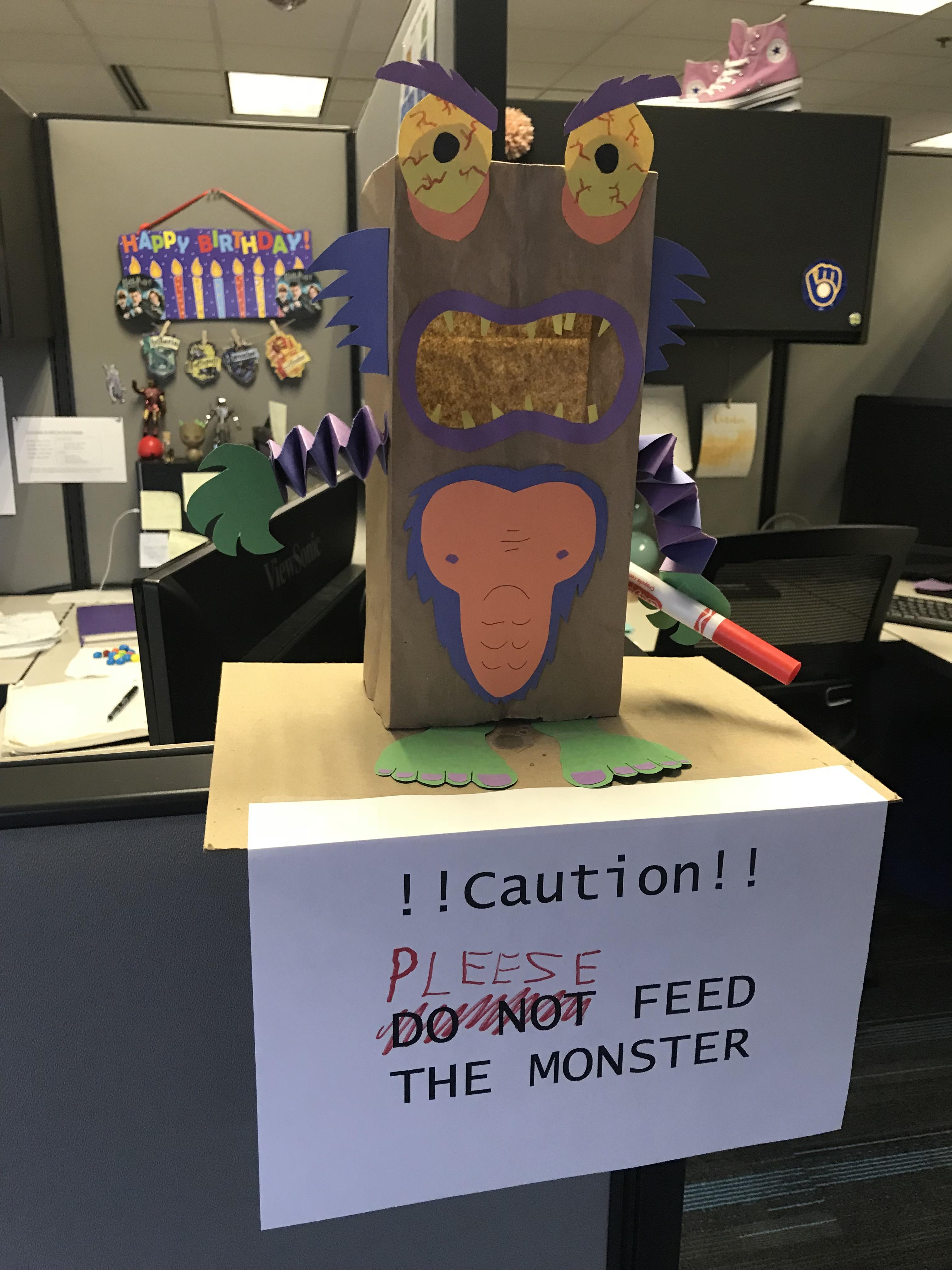 So my work gave us paper bags to decorate to hold any candy from our