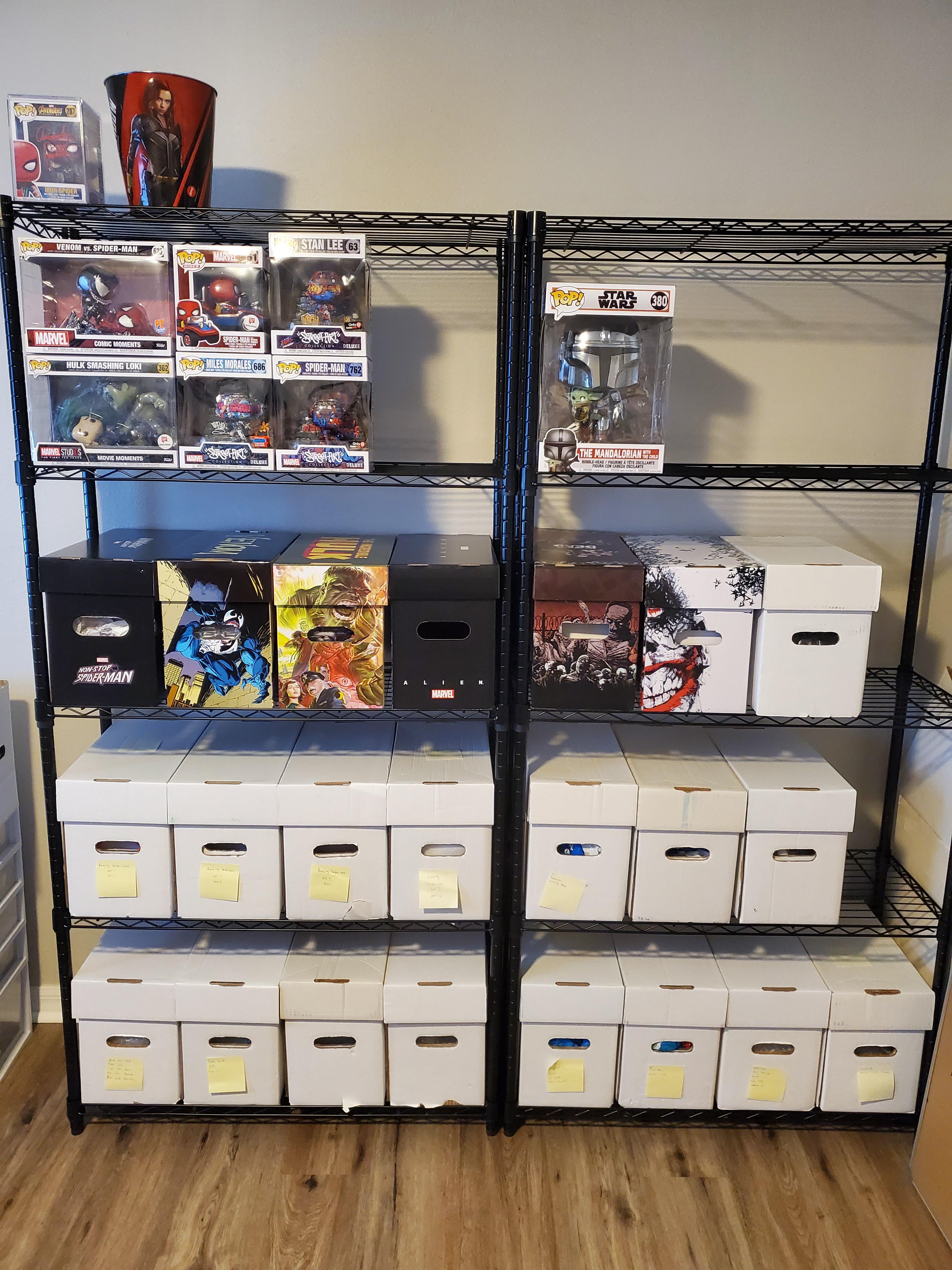 Moved into a new place and finally upgraded my comic storage. Anyone else use shelves like these