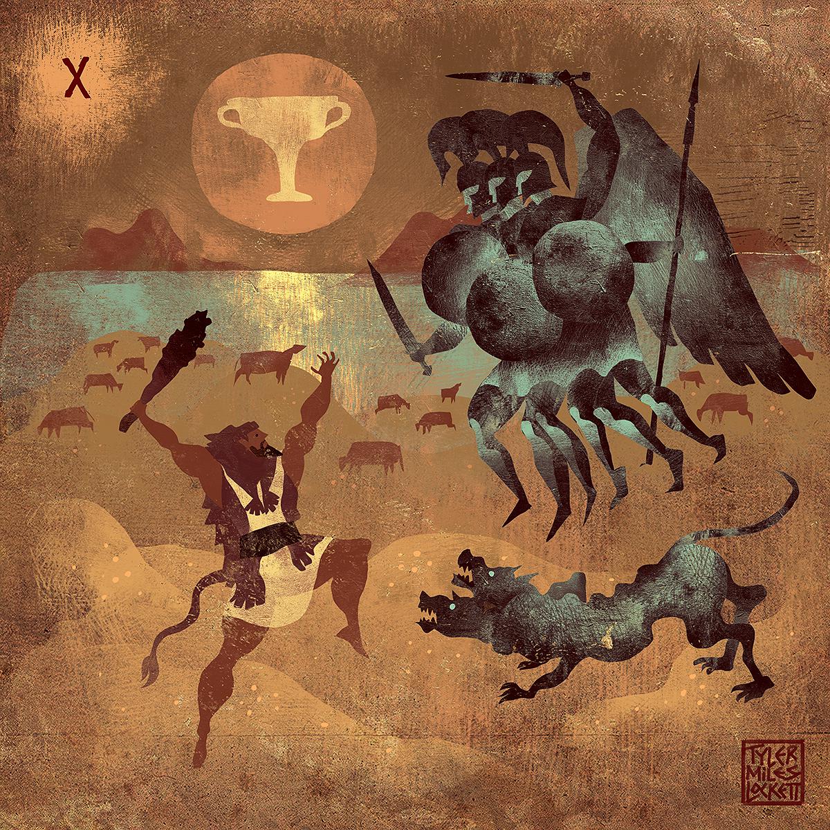 Heracles labor 10 "The Cattle of Geryon," illustrated by me (*story