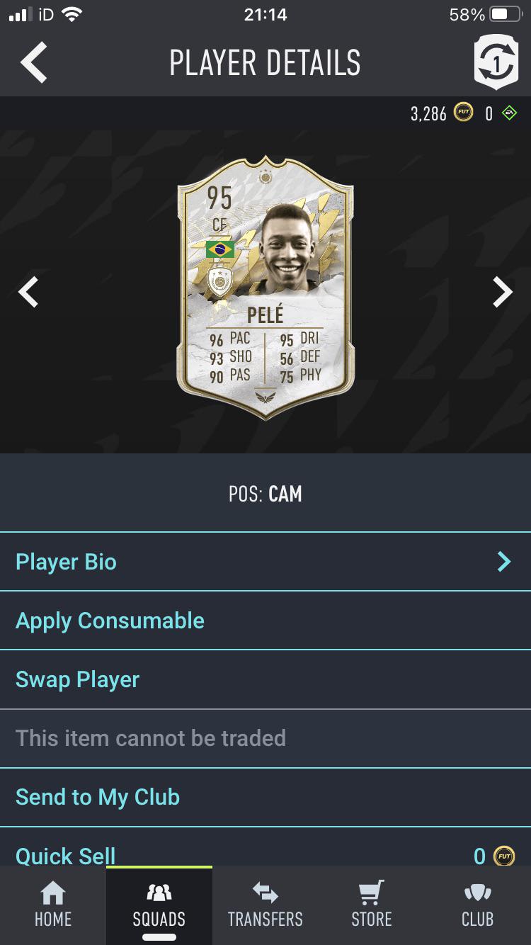I packed mid pele in a rare electrum players pack r/FIFA22
