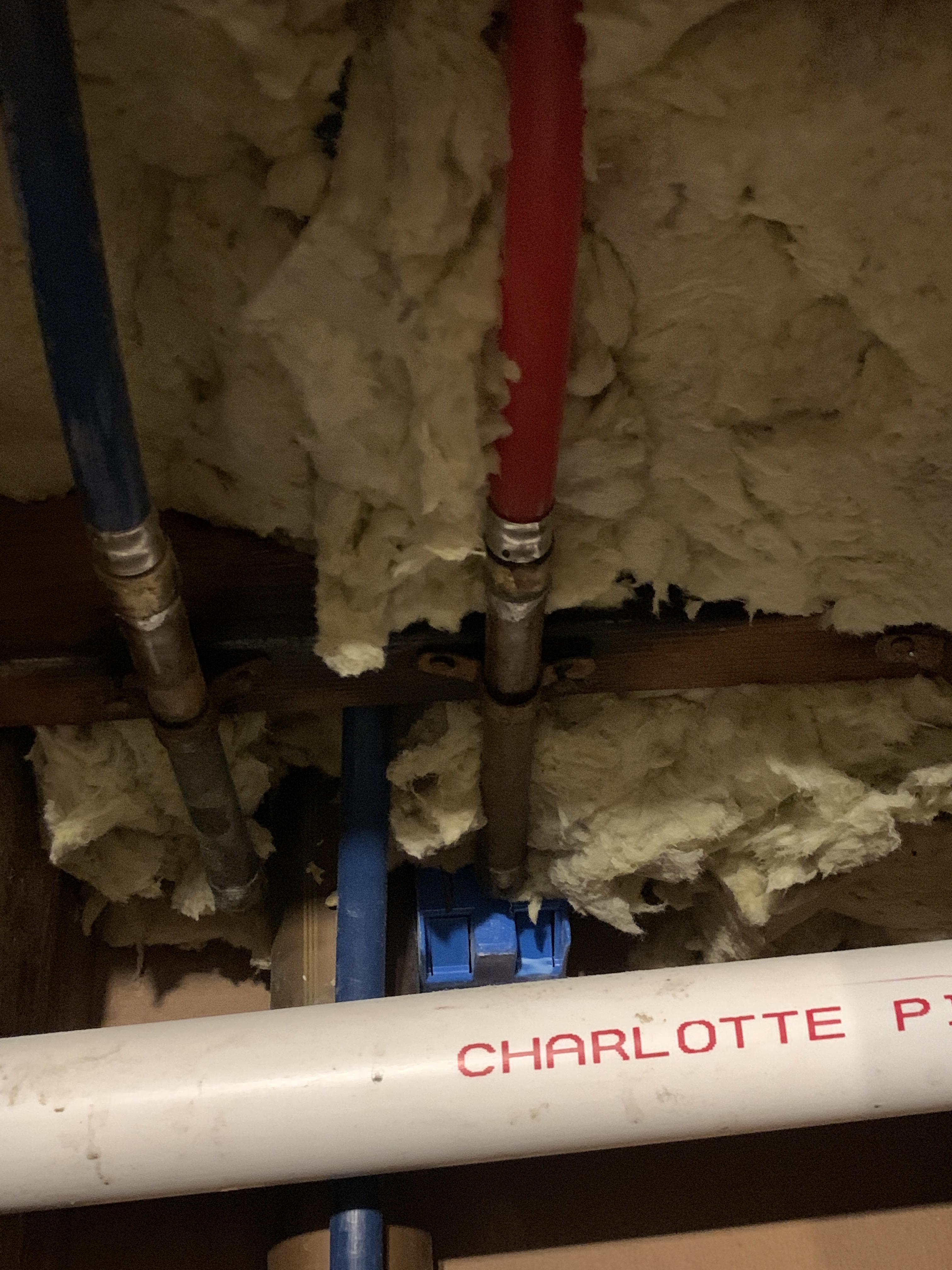 Got a leak right where that pex pipe meets the copper pipe. Simple as