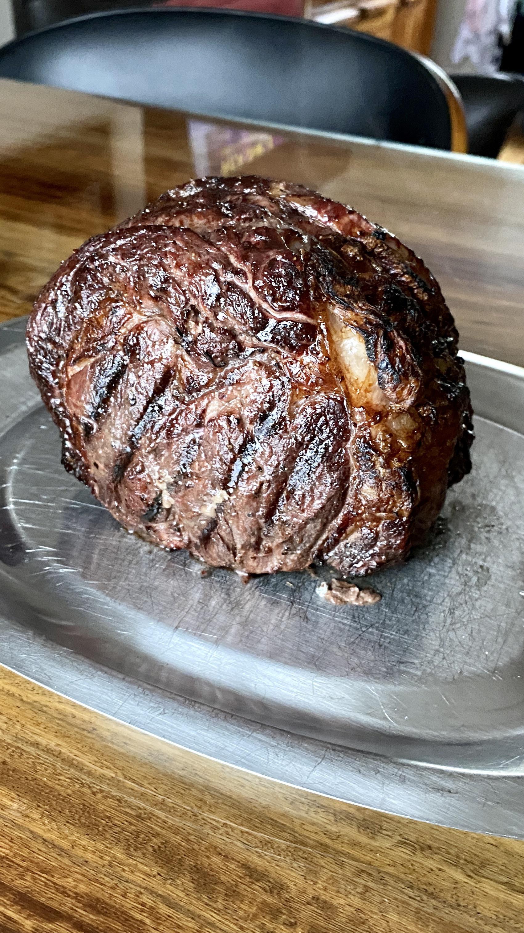 Reverse sear rib roast steak