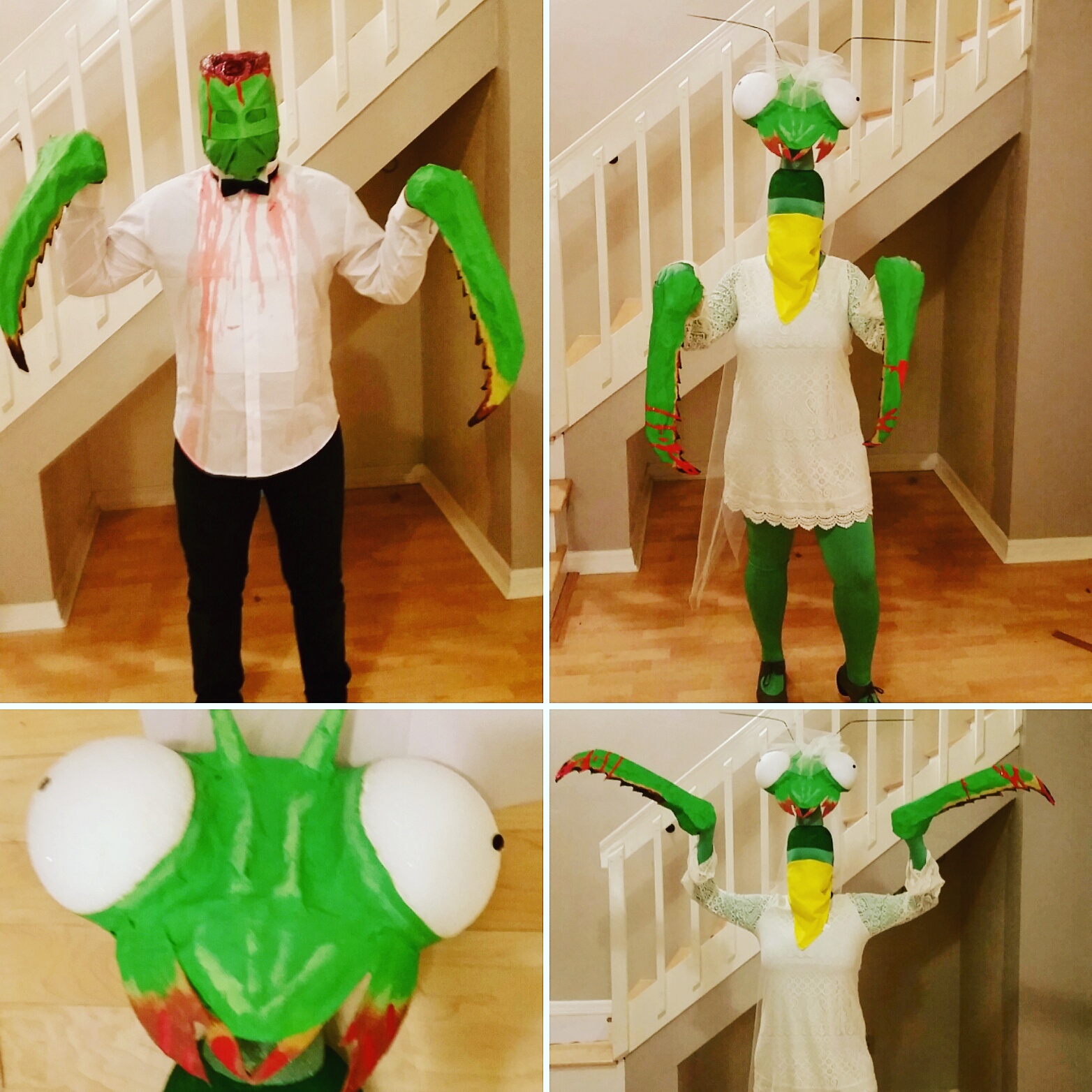 Just finished my 'Praying Mantis Newlywed" costumes! r/halloween
