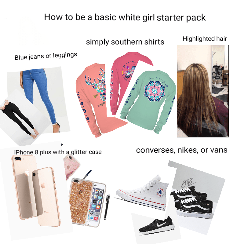 How to be a basic white girl starter pack r/PewdiepieSubmissions