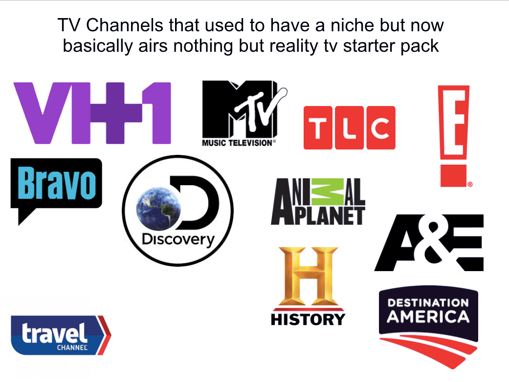 "TV channels that used to have a niche but now basically airs nothing