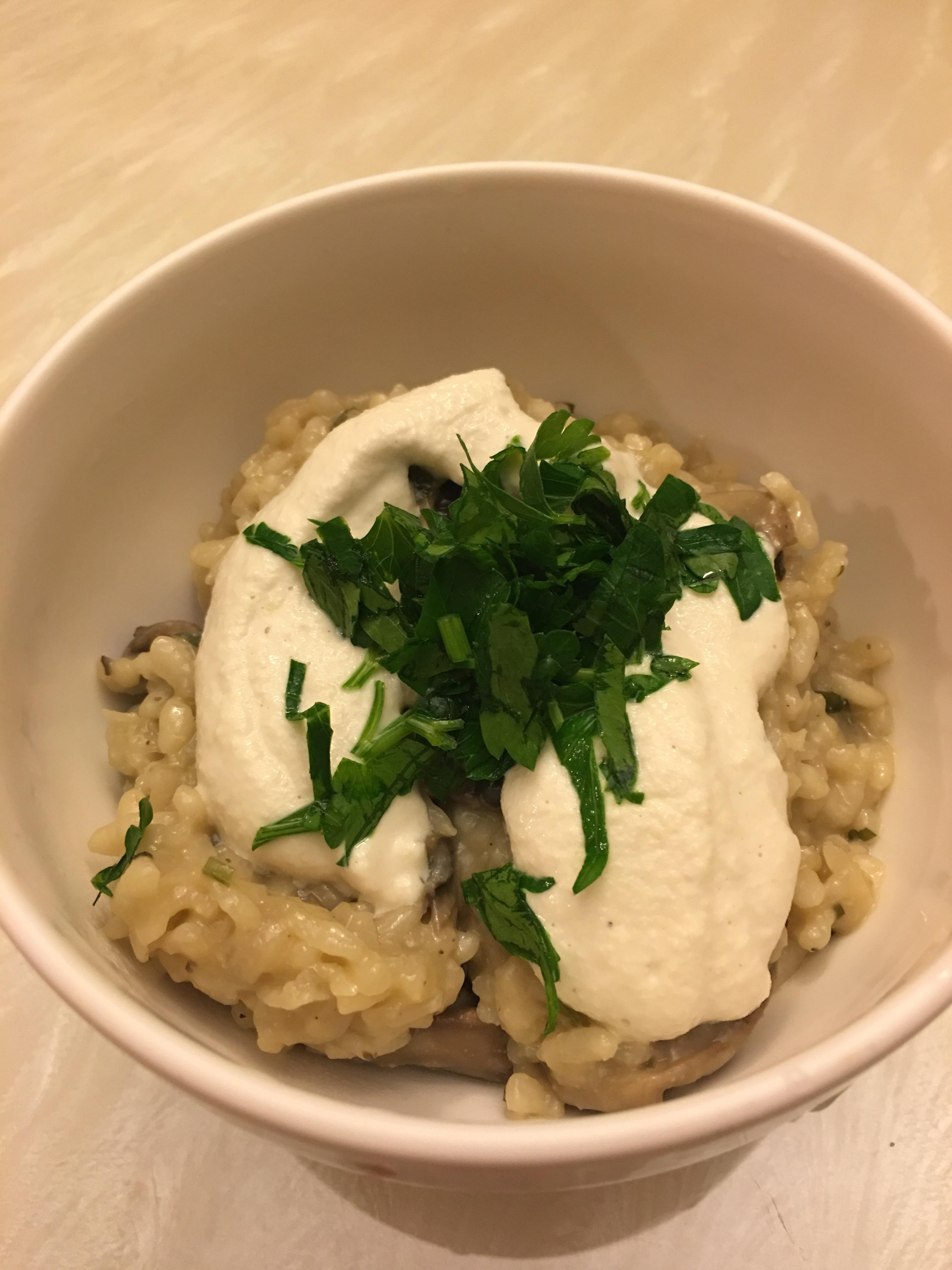 First time making risotto and cashew cream. Came out SO GOOD. r/vegan