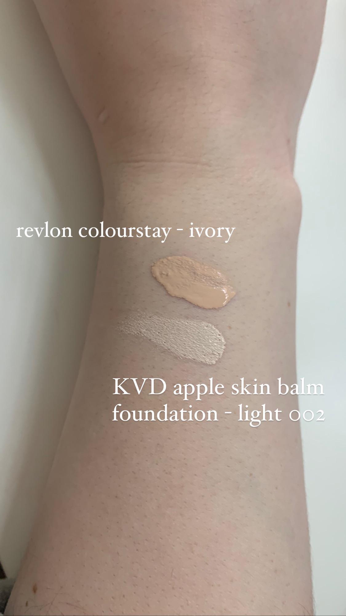 REVLON colourstay in Ivory VS KVD apple skin balm foundation in light