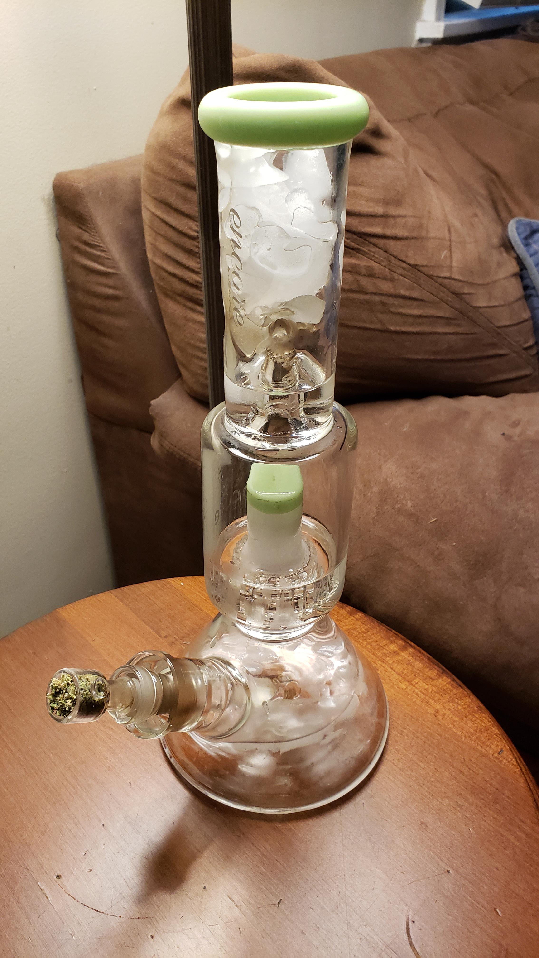 Cleaning my bong is a ritual. I start by putting a bunch of crushed ice