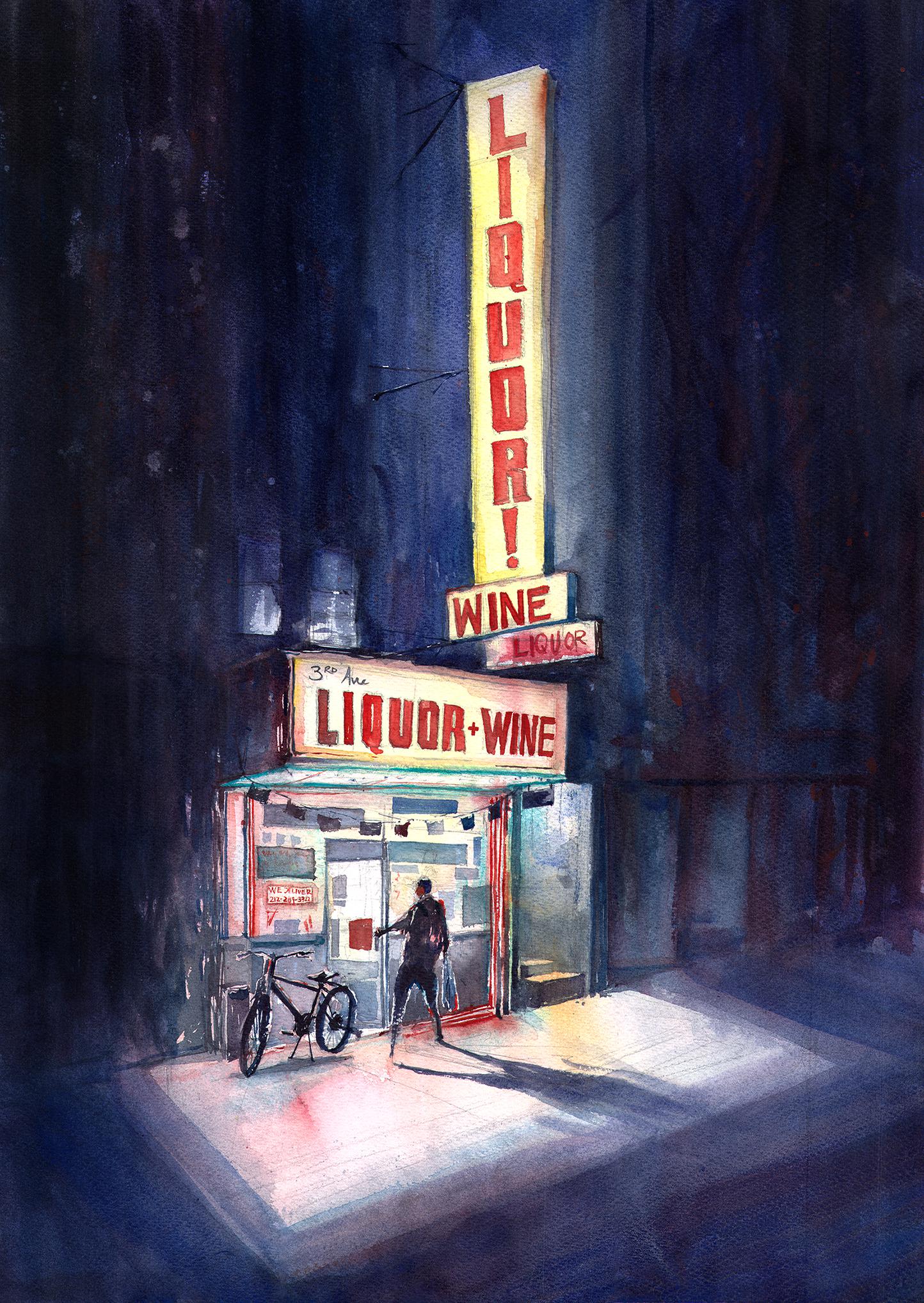 I painted the liquor store outside my apartment in watercolor r/pics