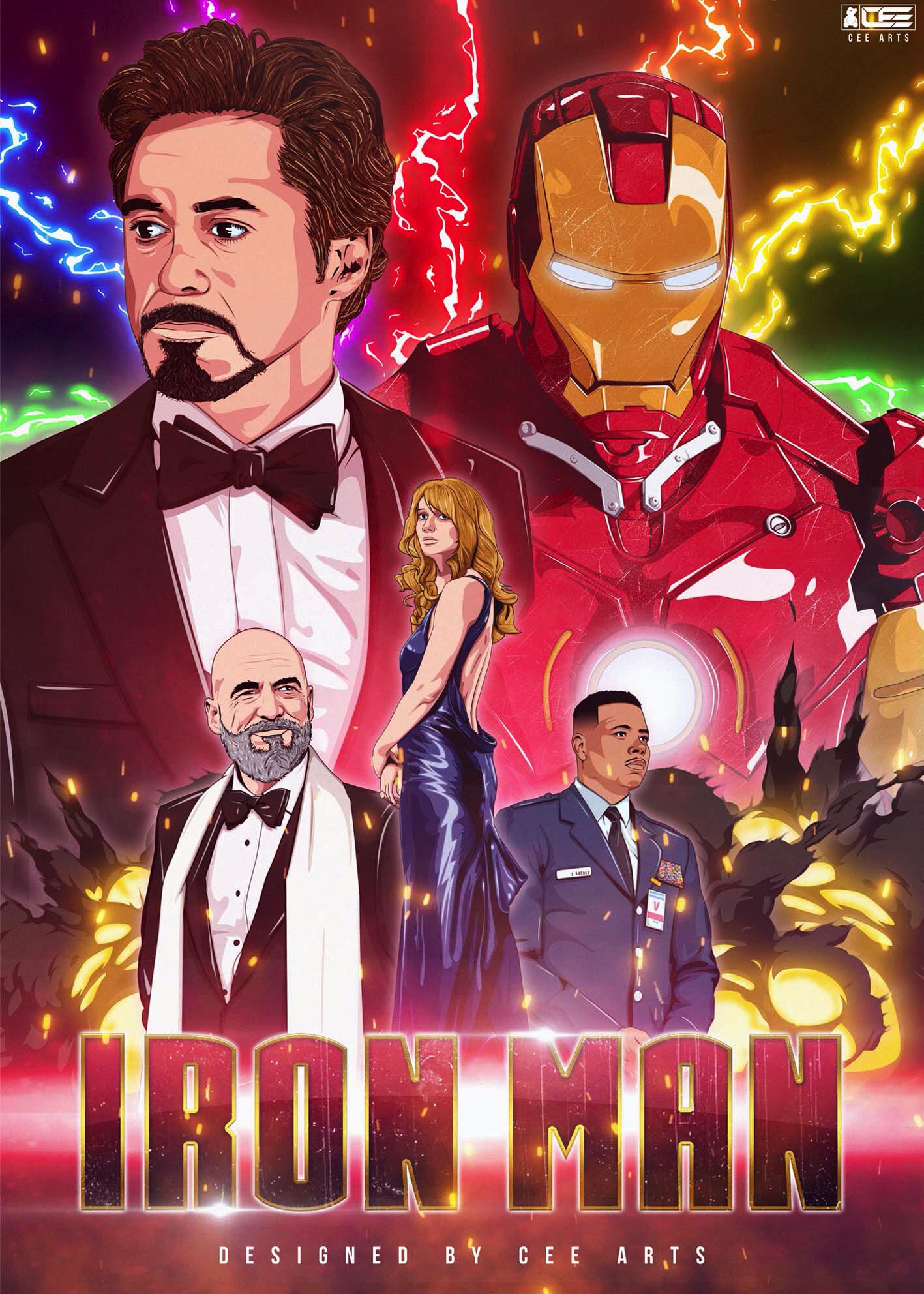 Illustrated Iron Man 2008 Movie Poster Concept 🎬 Designed By Cee Arts