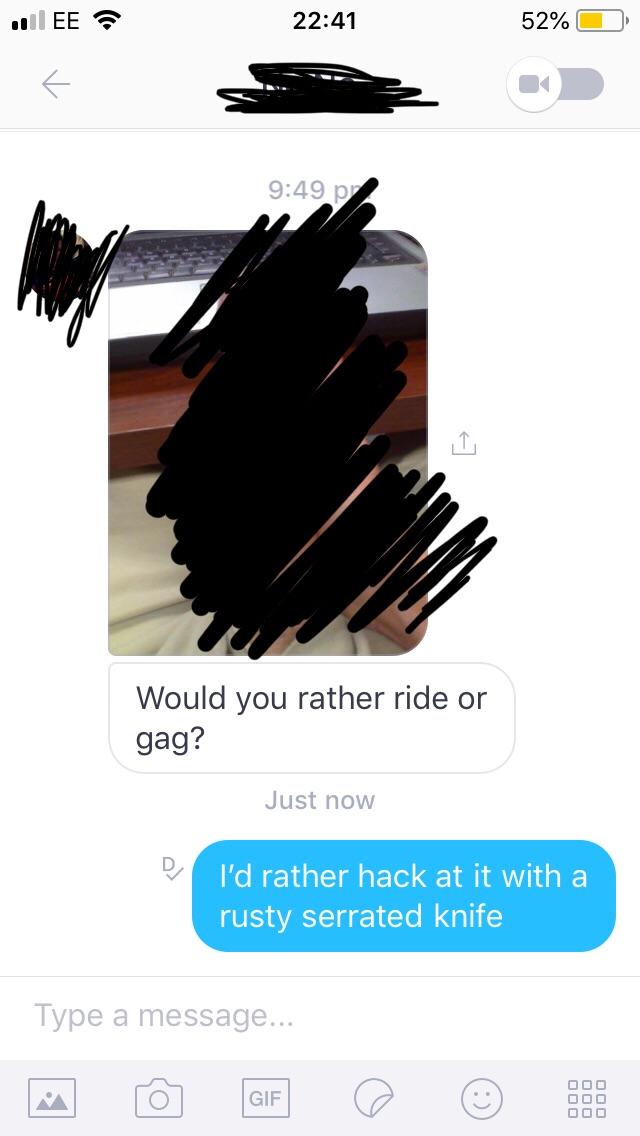 I was later blocked, apparently I hurt his pride creepyPMs