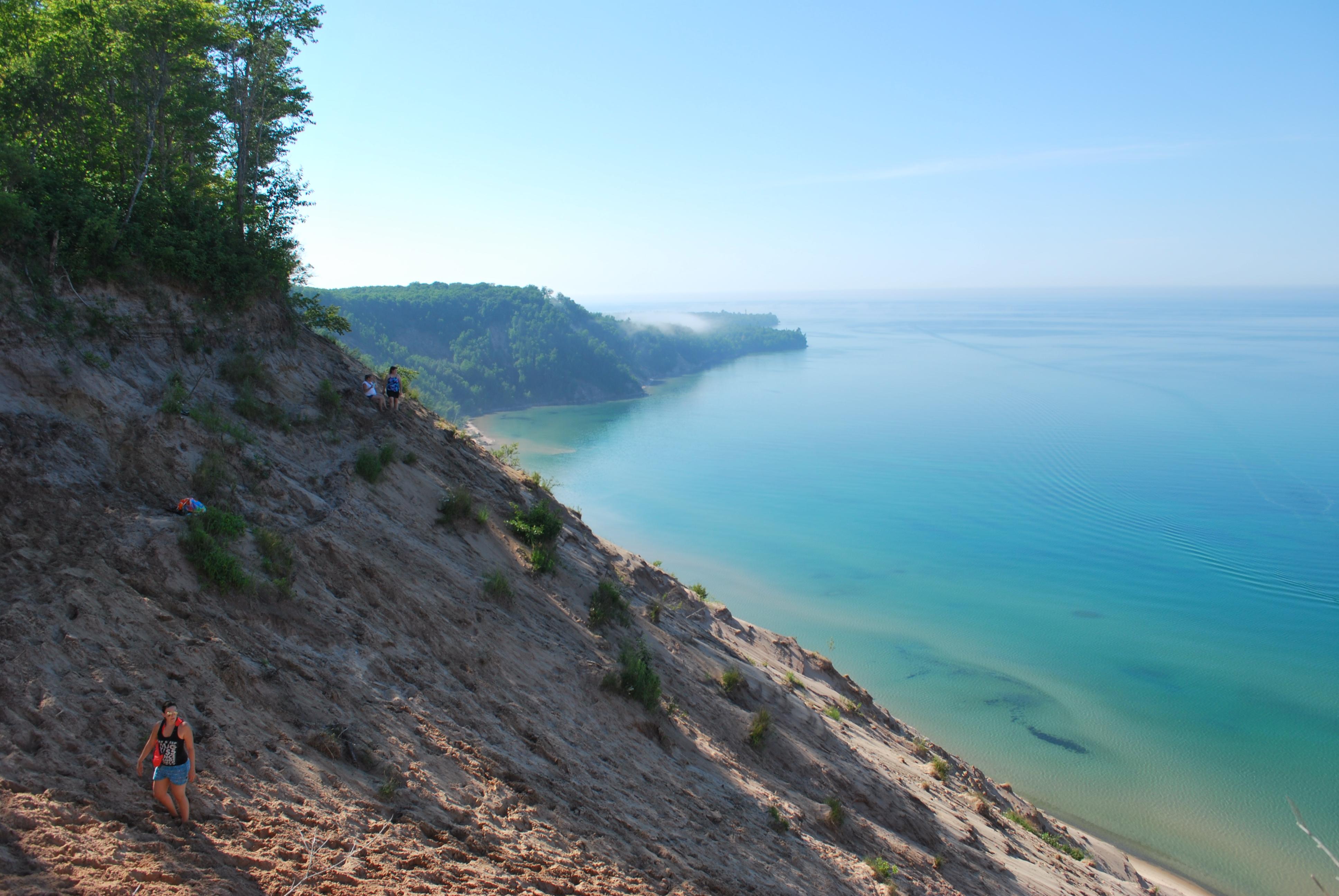 Grand Sable dunes in Michigan. 300 feet high vertically, but a 500 hundred feet climb to