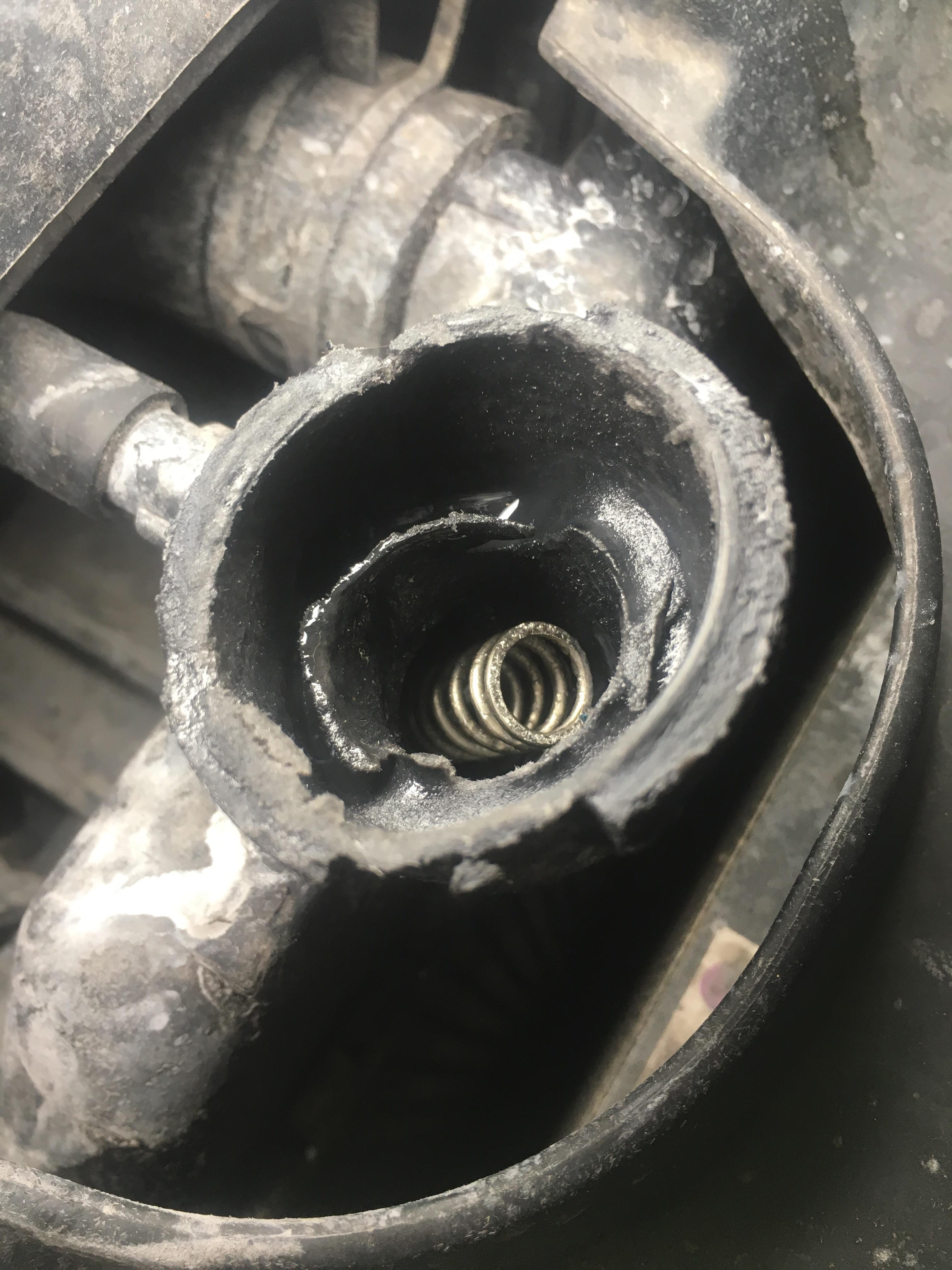 C/S problem with radiator cap. Radiator neck is literally melted, and