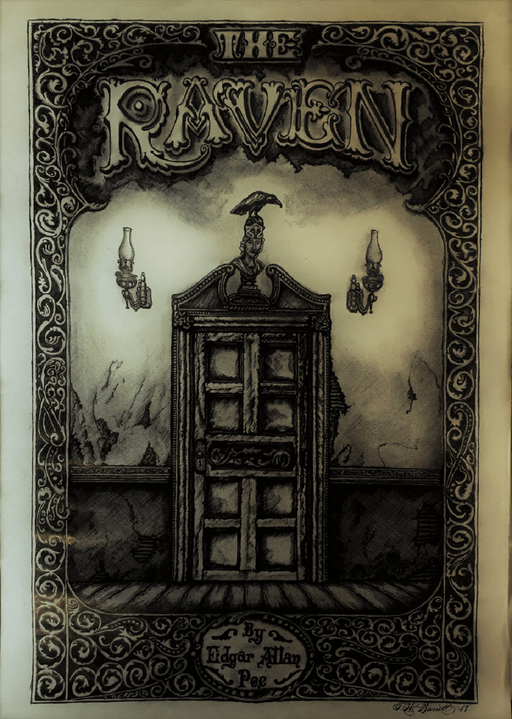 Finished pen works on "The Raven" title page r/Calligraphy