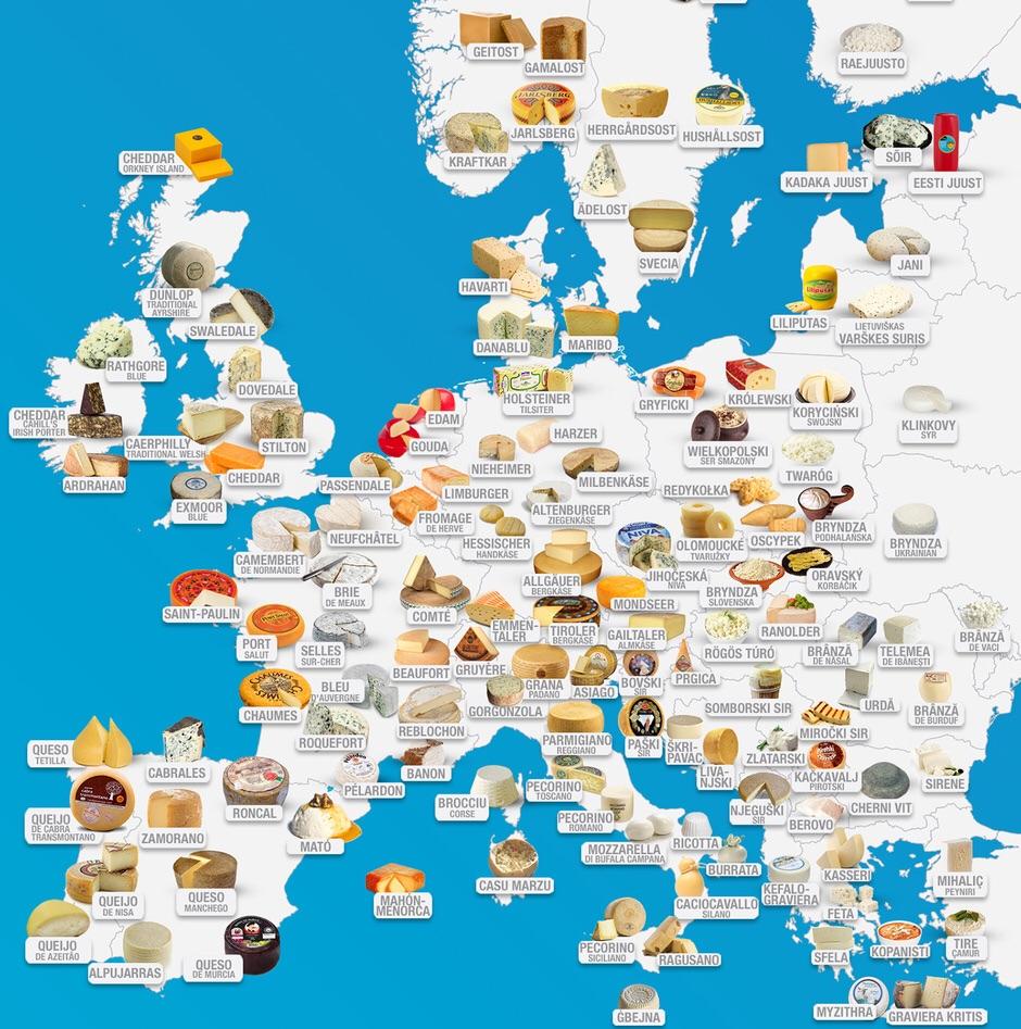 Map of European cheeses r/europe