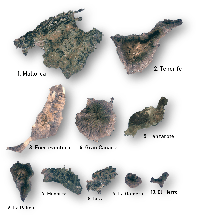 Spanish islands size comparison r/MapPorn