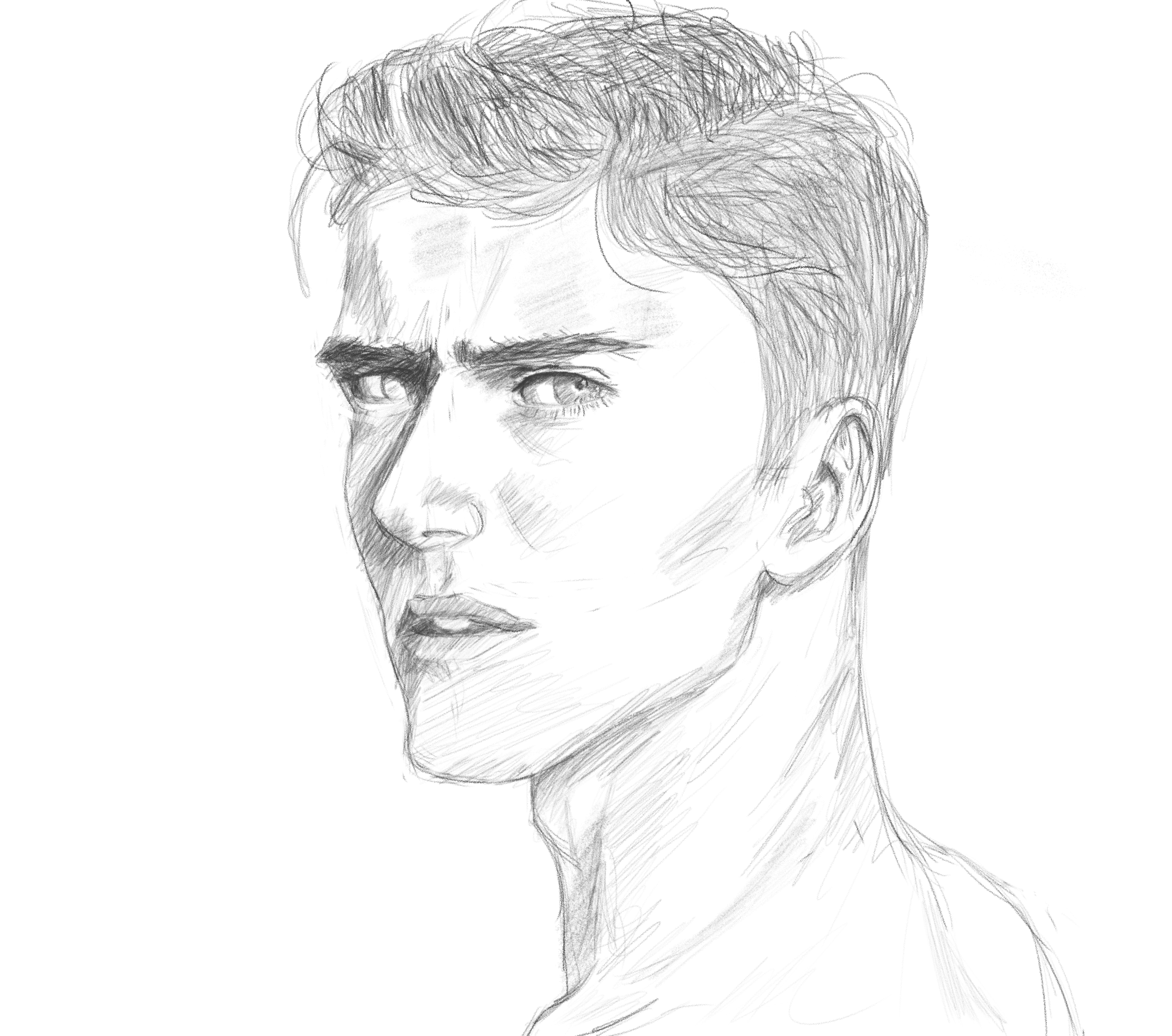 Headshot sketch from reference. r/sketches