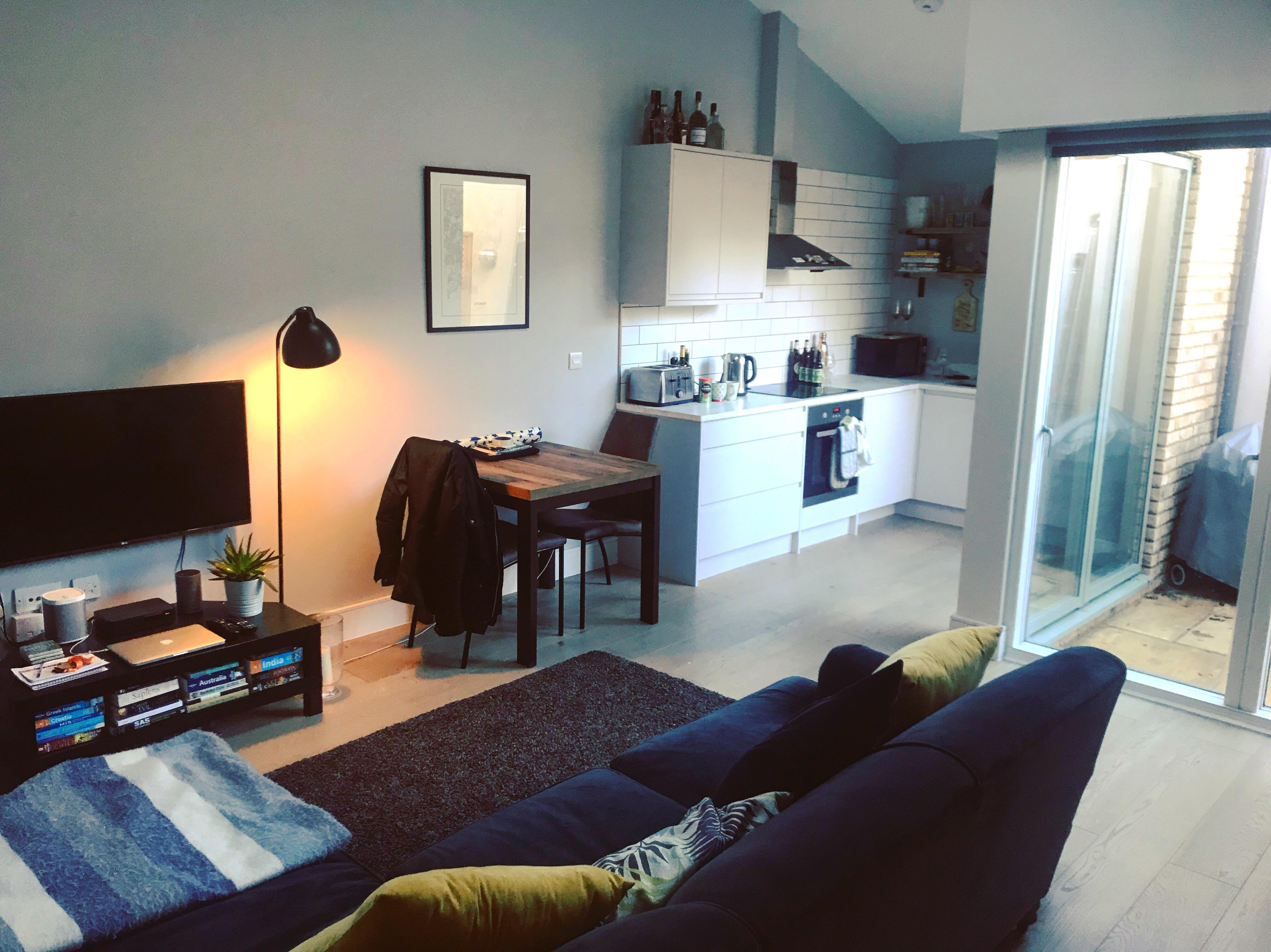 My small openplan living room/kitchen in Wimbledon, London. Hope you