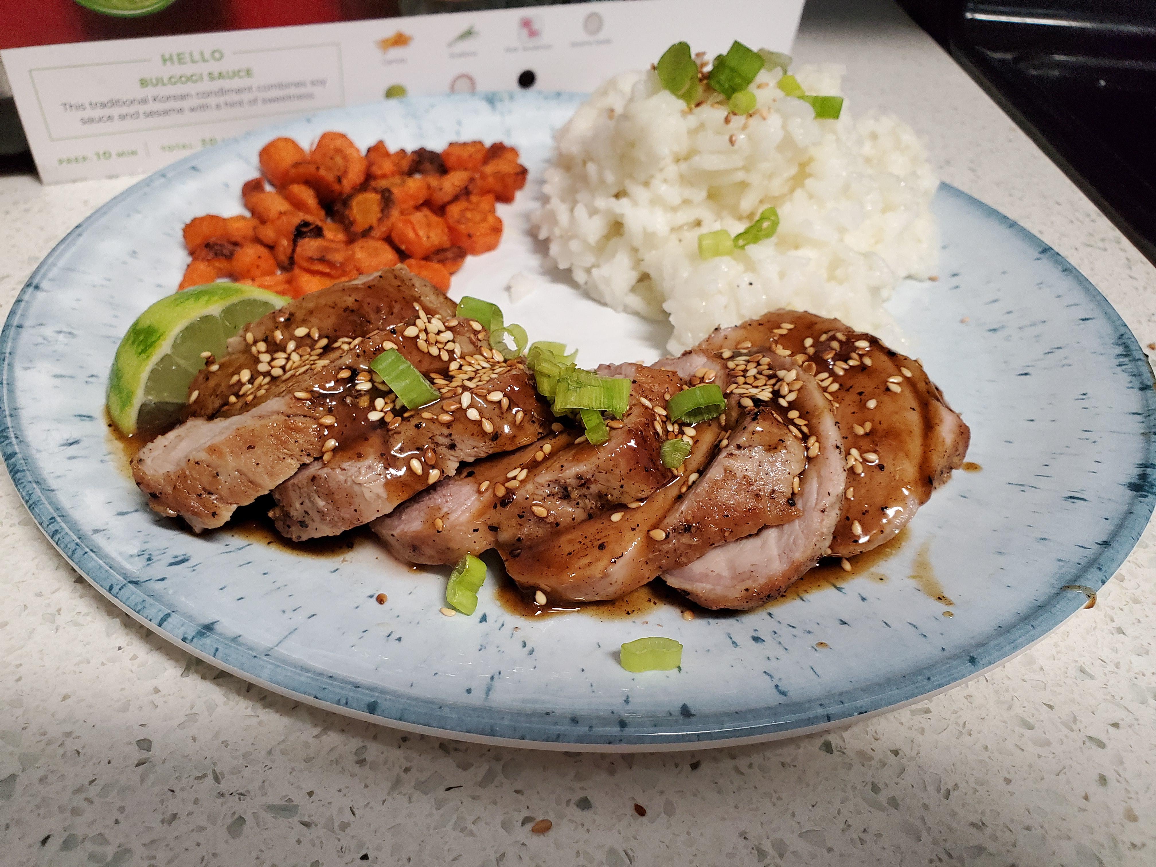 Bulgogi Pork Tenderloin with Roasted Carrots and Lime Rice r/hellofresh