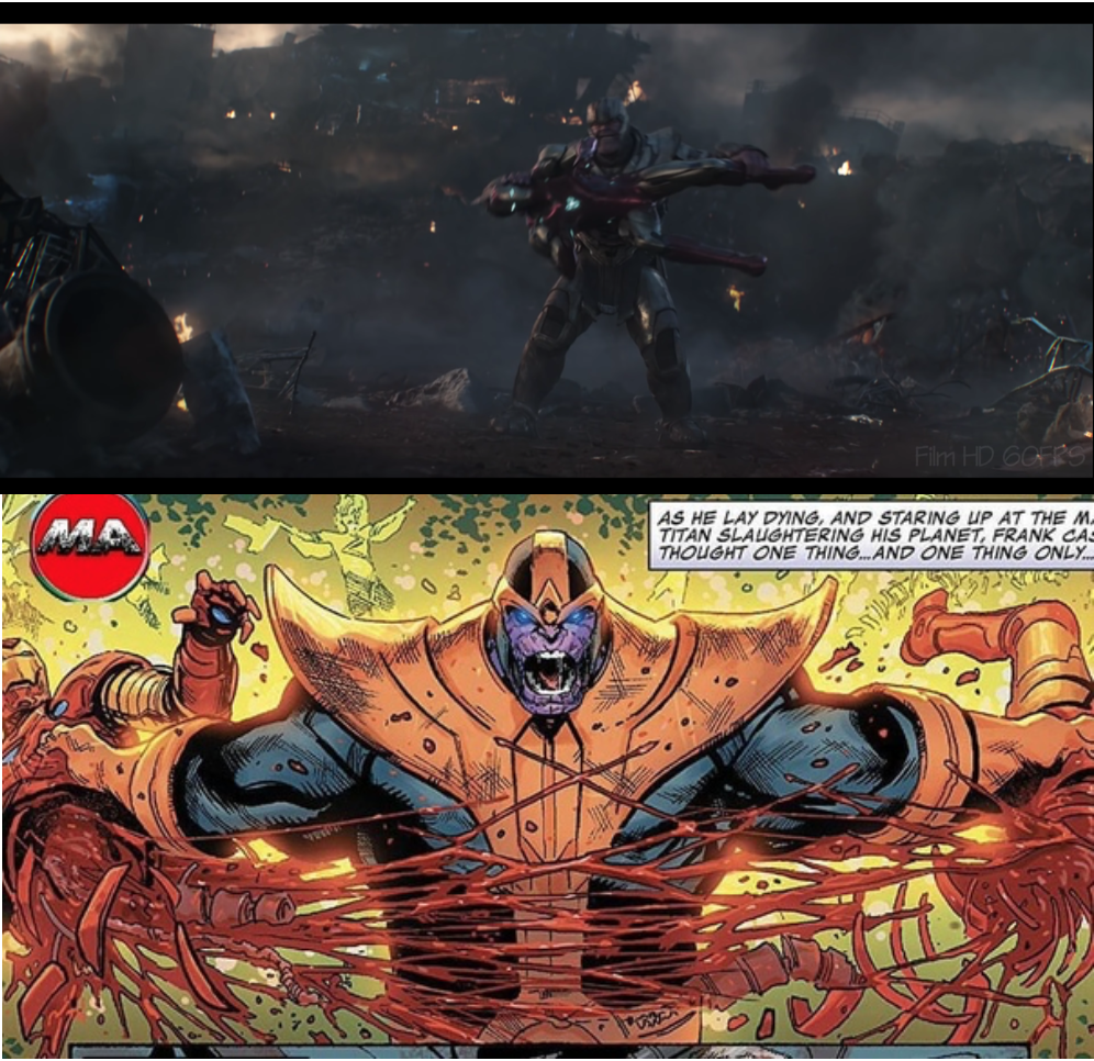Another subtle callback to the comics in Endgame Thanos almost rips