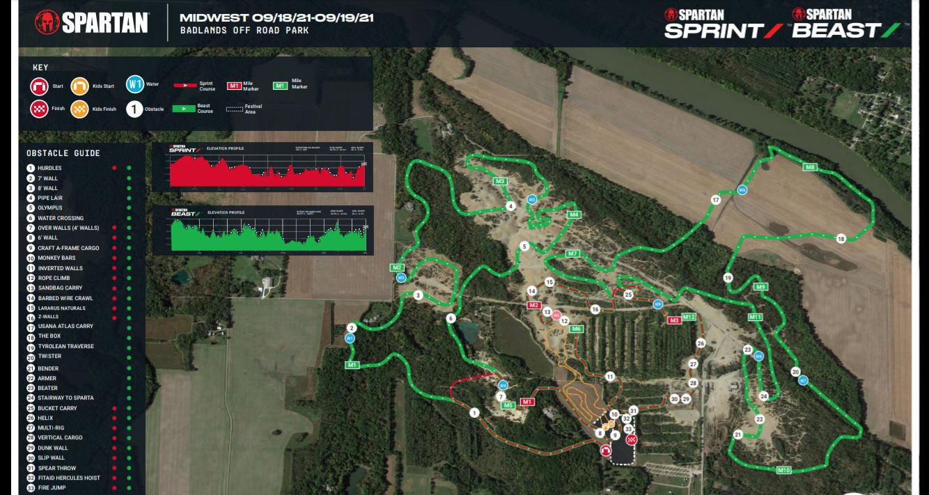 Spartan Race Midwest 2021 Beast, Sprint & Kids Map r/spartanrace