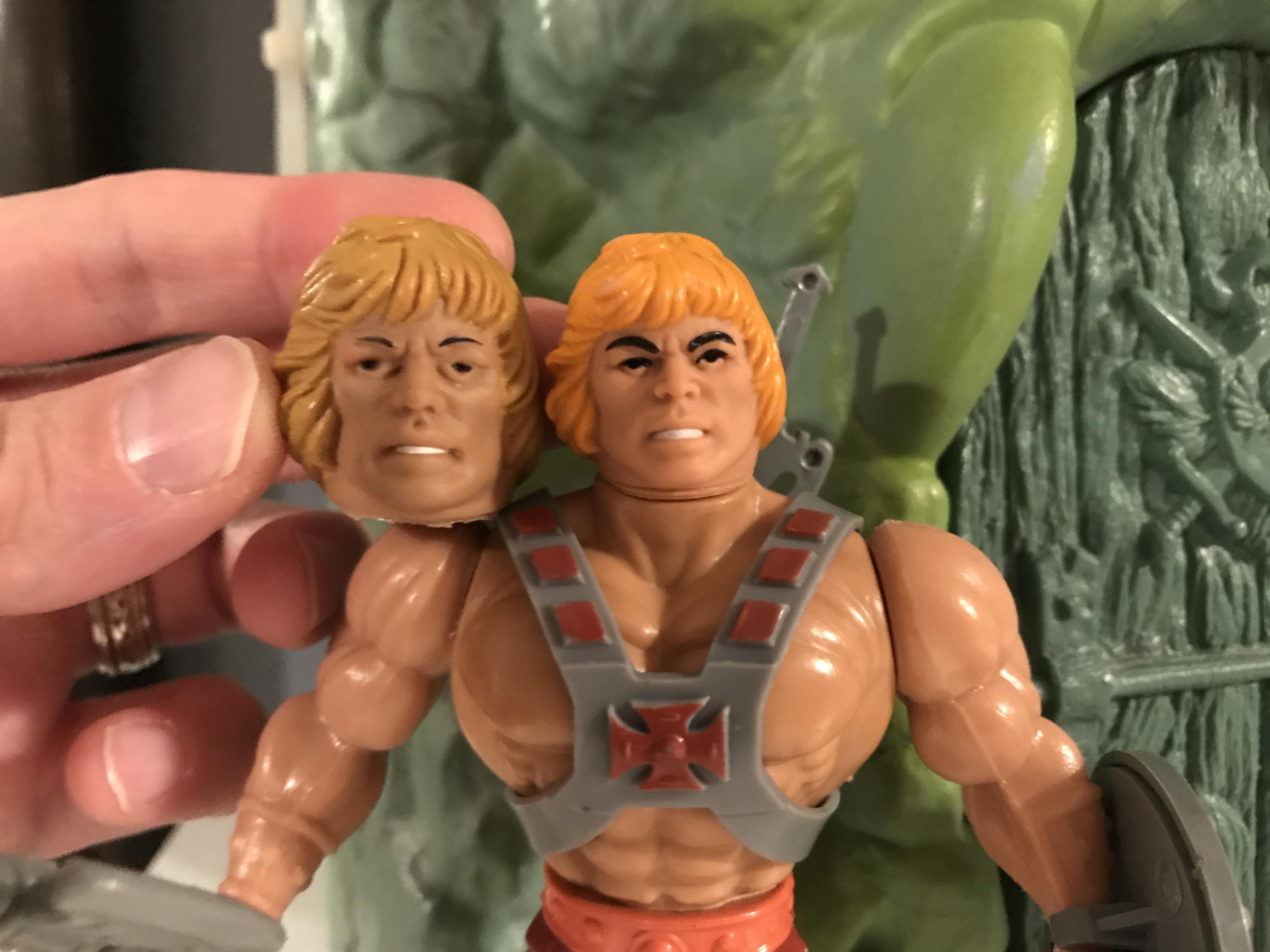 Found this HeMan head, noticeably larger than the original figure
