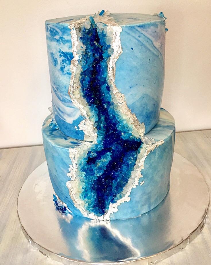 Geode cake with marbled fondant for a friend’s 40th (raspberry