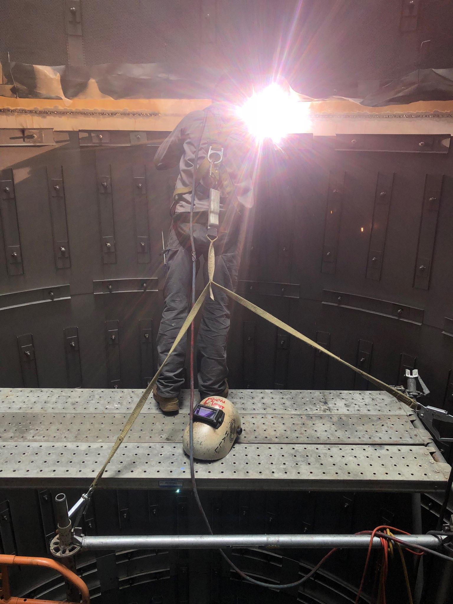 How to use a harness welding over a 60 ft fall r/OSHA