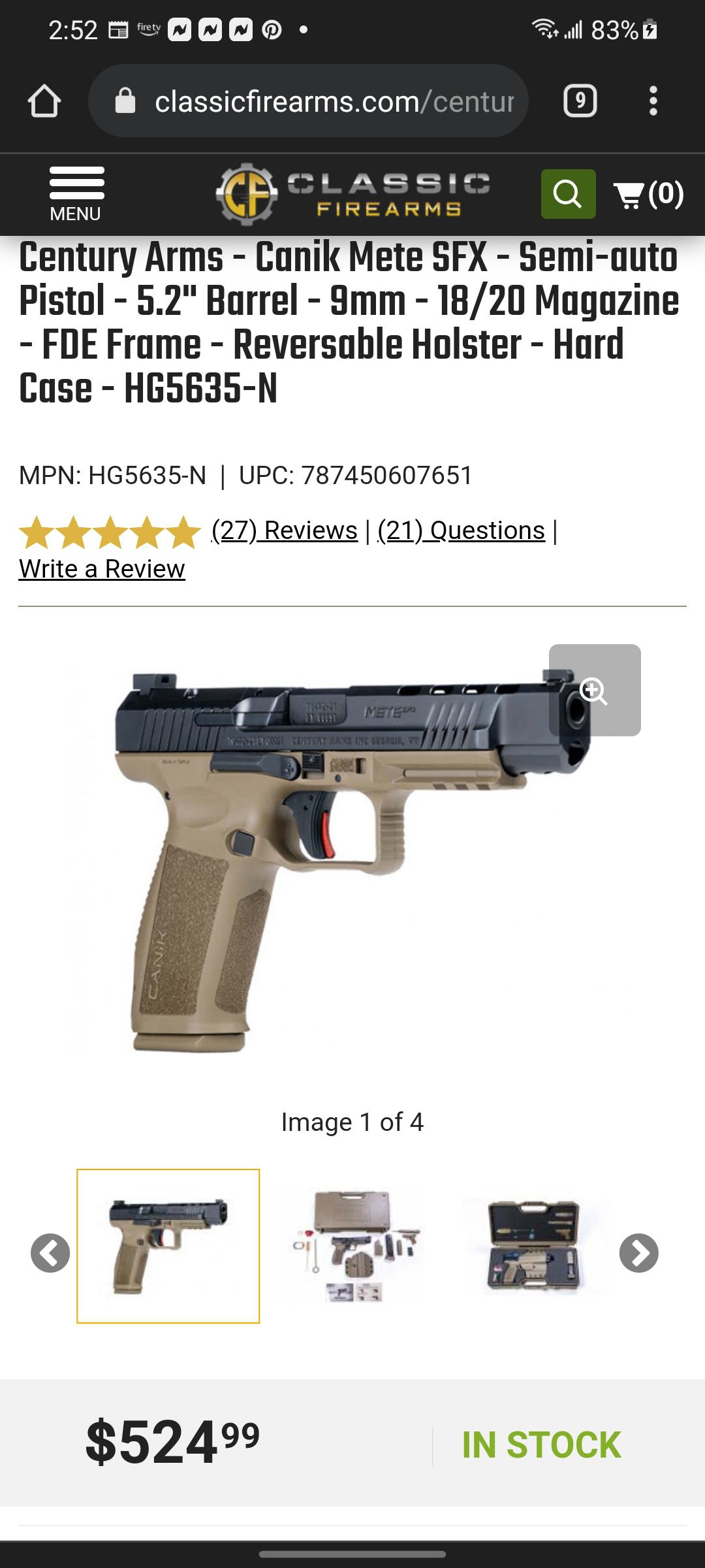 SALE Classic Firearms COUPON Save 40 On The Canik SFX METE 5.2