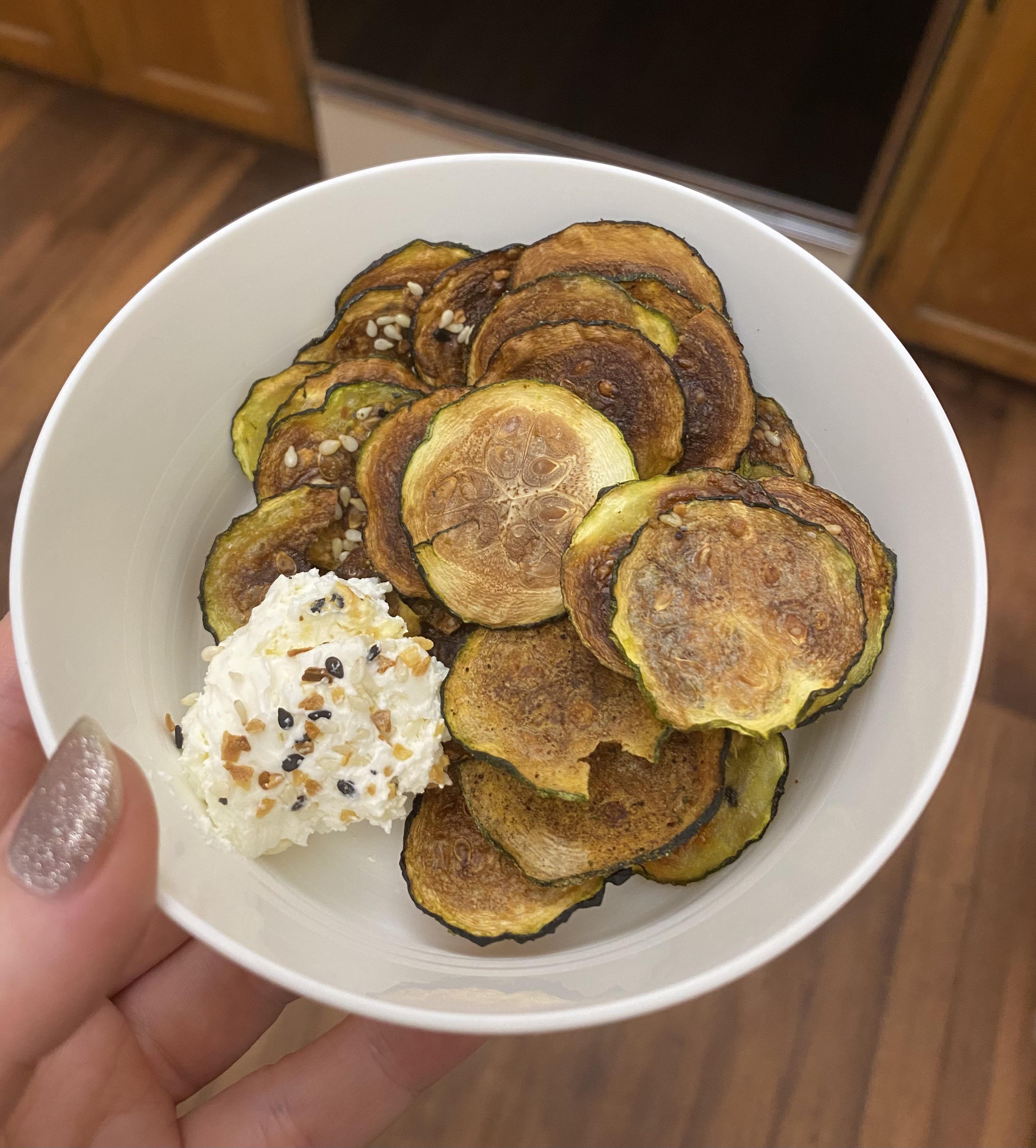 Zucchini chips and dip for when you need something salty and crunchy