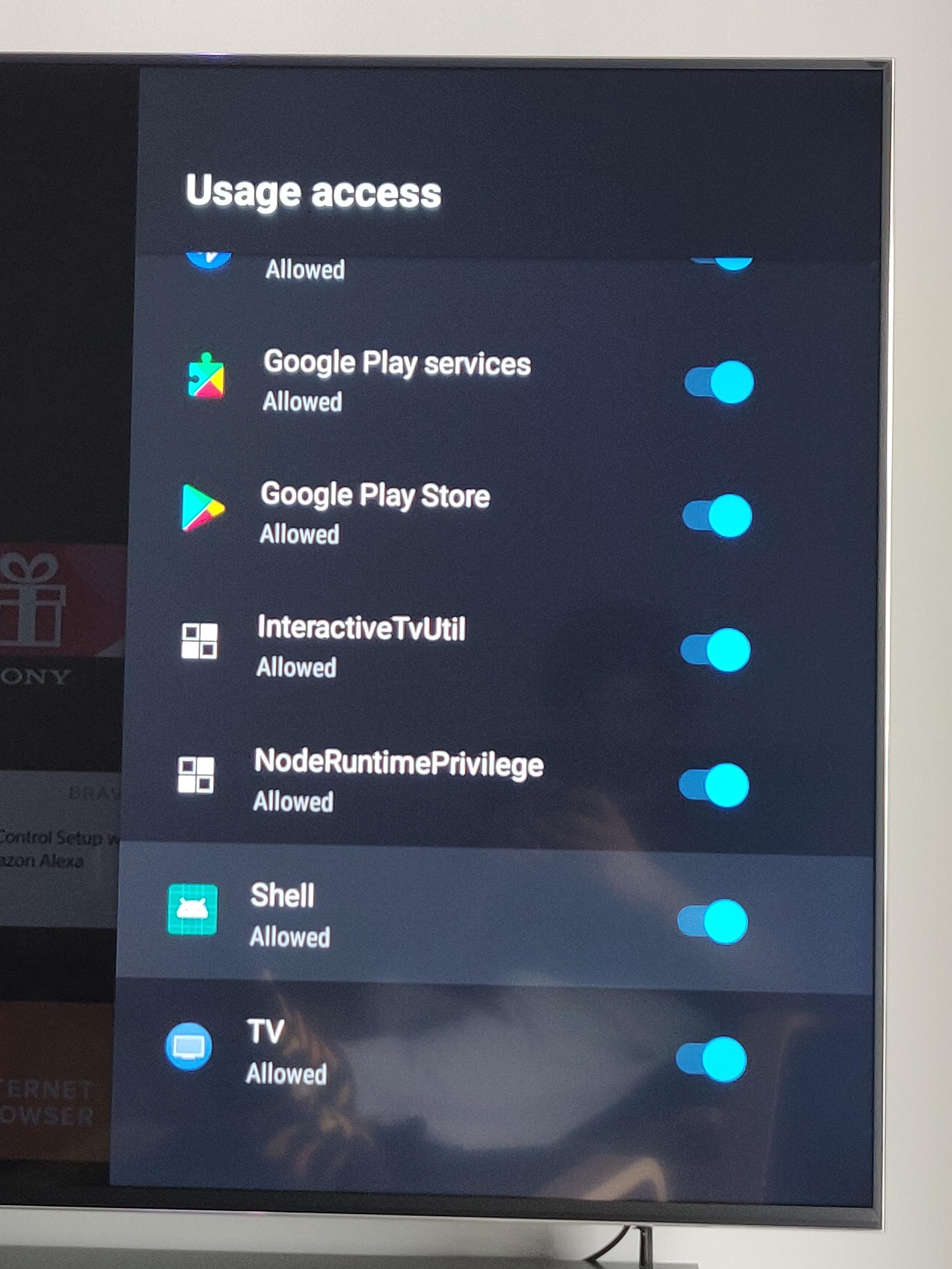 New Sony TV. Checking permissions and found this. What's Shell app and