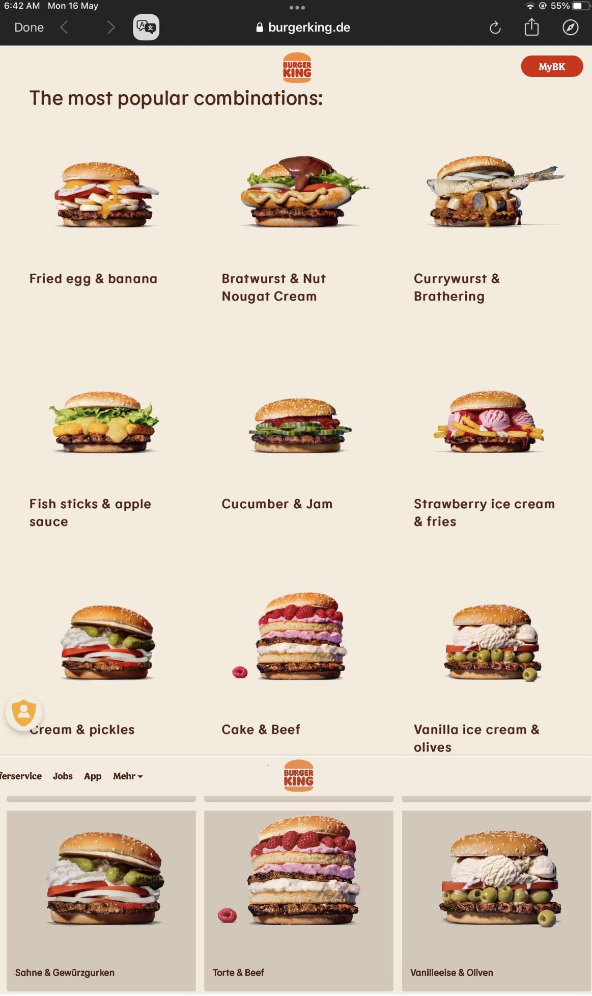 The German Burger King menu looks like they did their own HAM burger