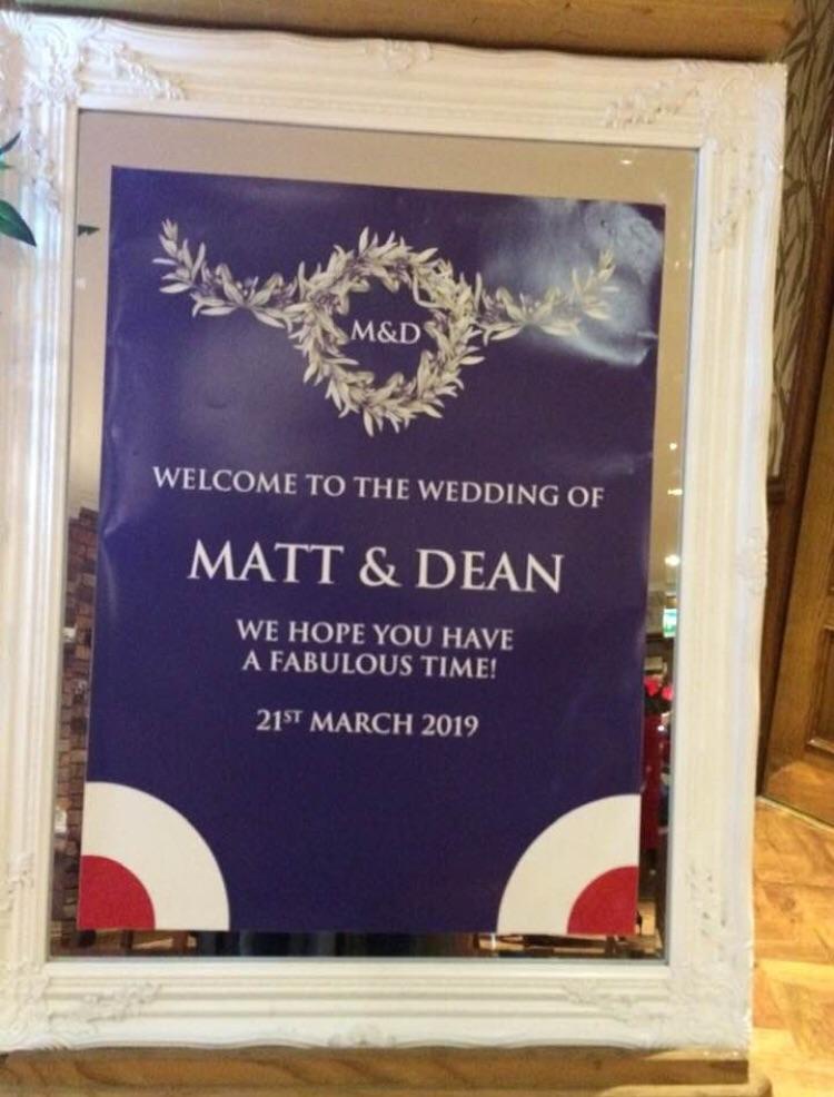 Our venue dresser did an amazing job on the sign also paying homage