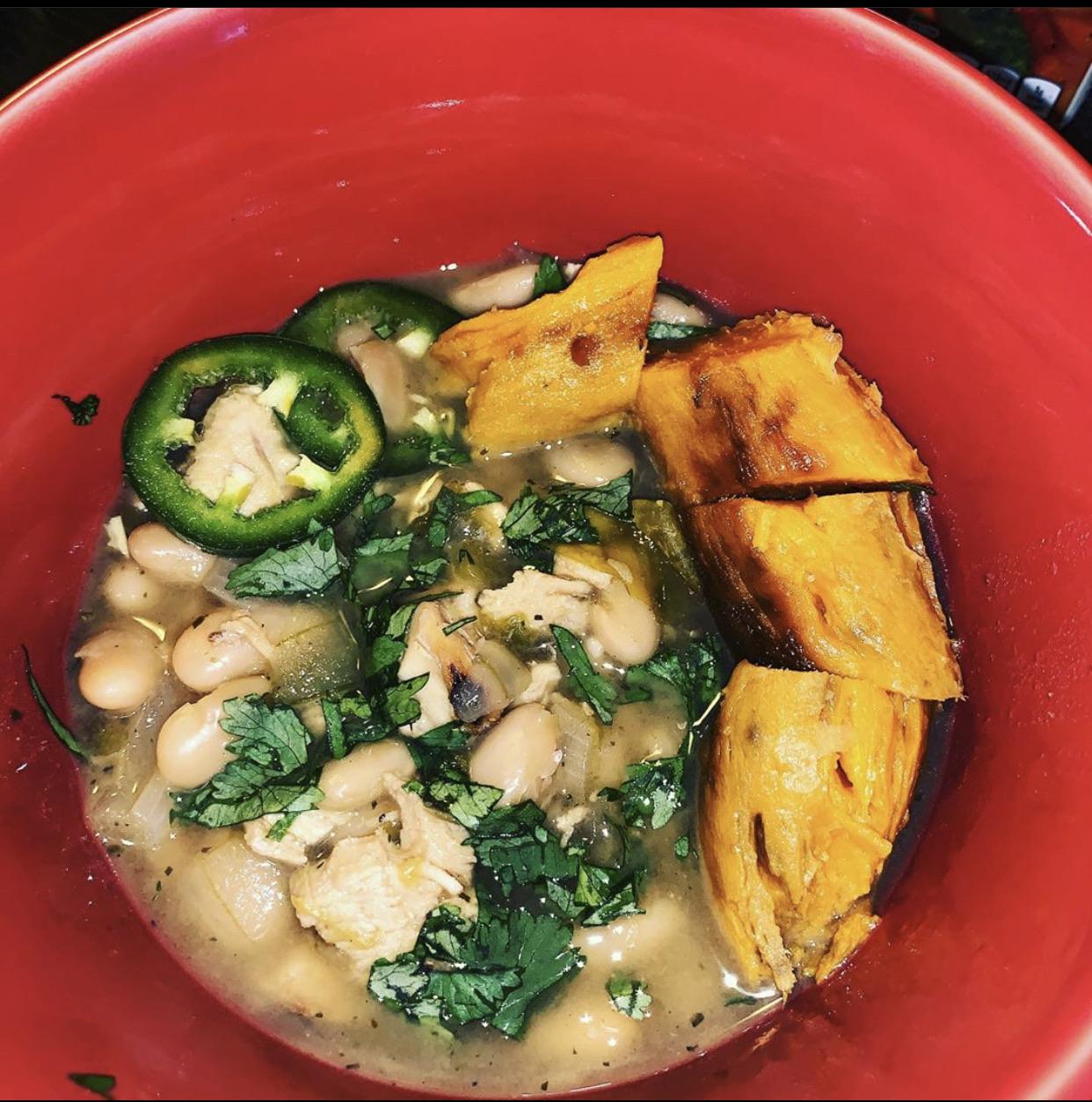 Chicken chili with baked sweet potatoes. All Aldi. r/aldi