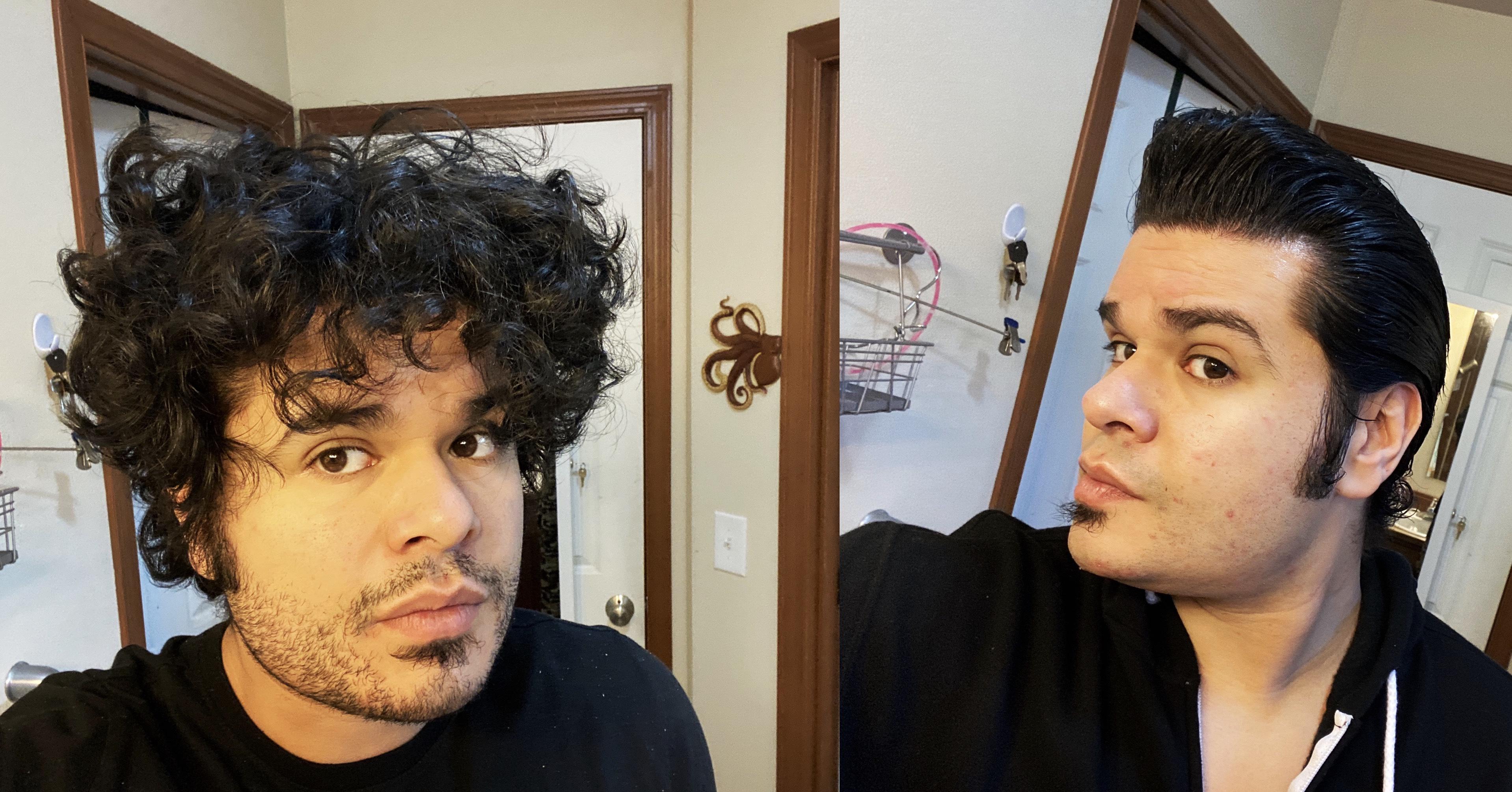 Before and after Christmas break ) (product is reuzel blue) r/Pomade