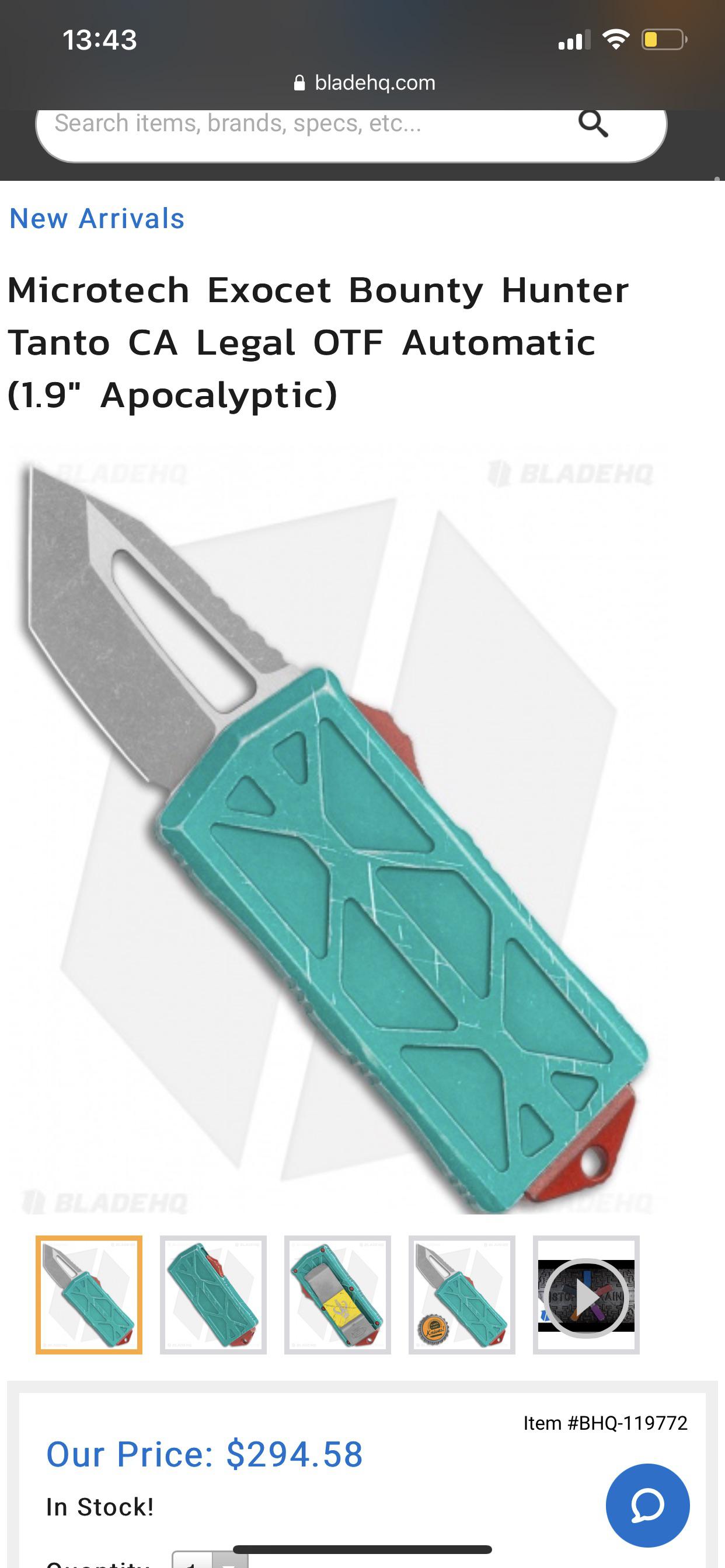 Exocet bounty hunter in stock blade HQ