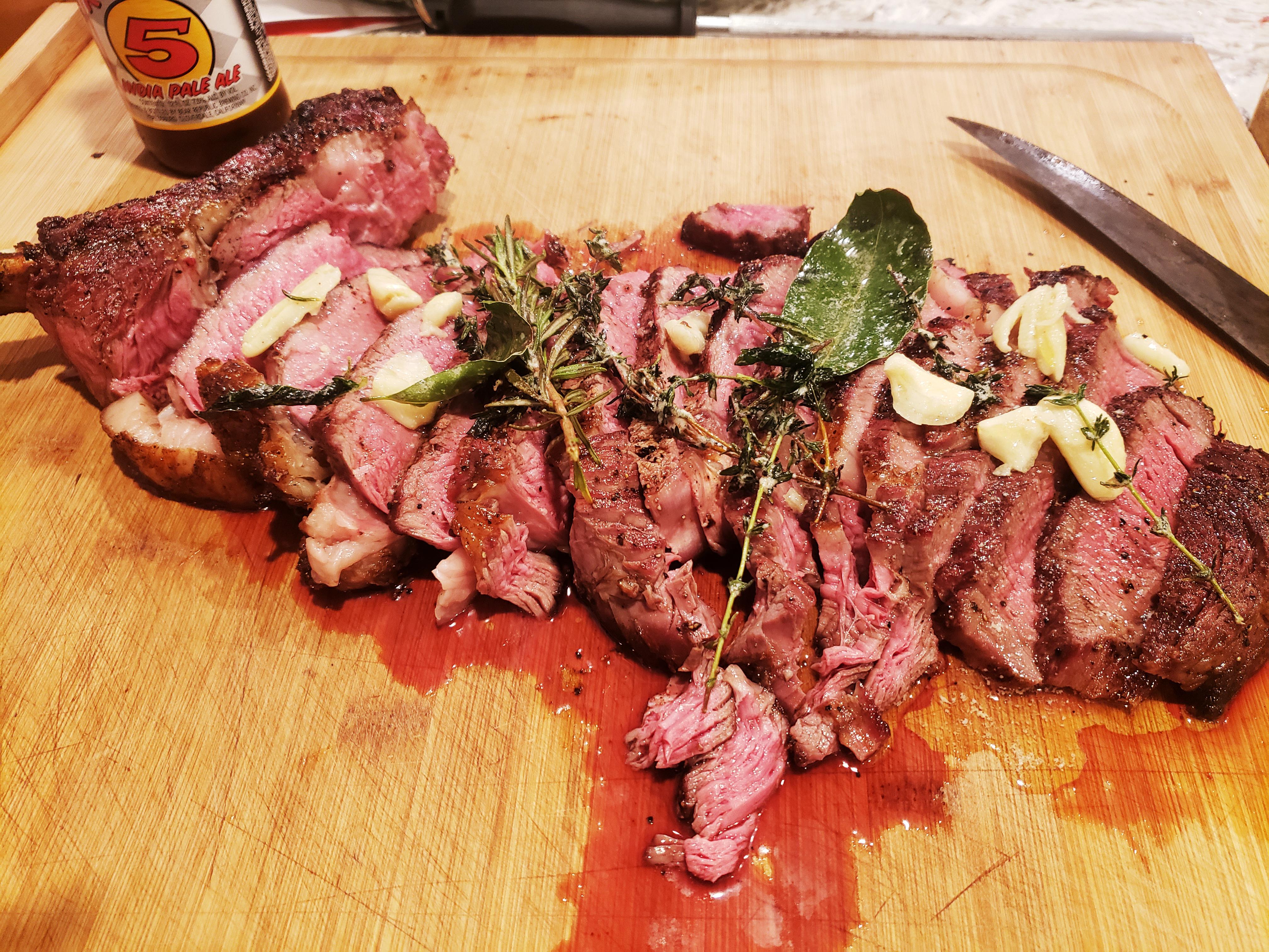 Prime Rib Eye steak from a 22lb roast that I just picked up. I cut 8