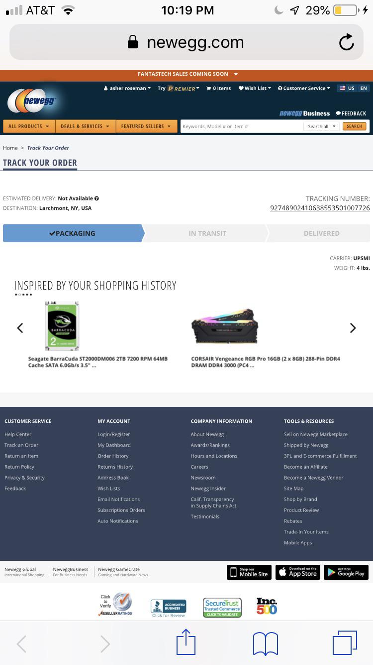 Why has my order been stuck in “packaging” for two days? r/Newegg