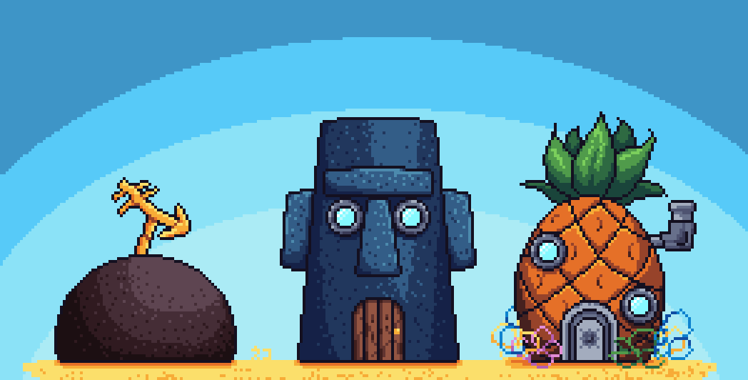 Spongebob/Squidward/Patrick houses r/PixelArt