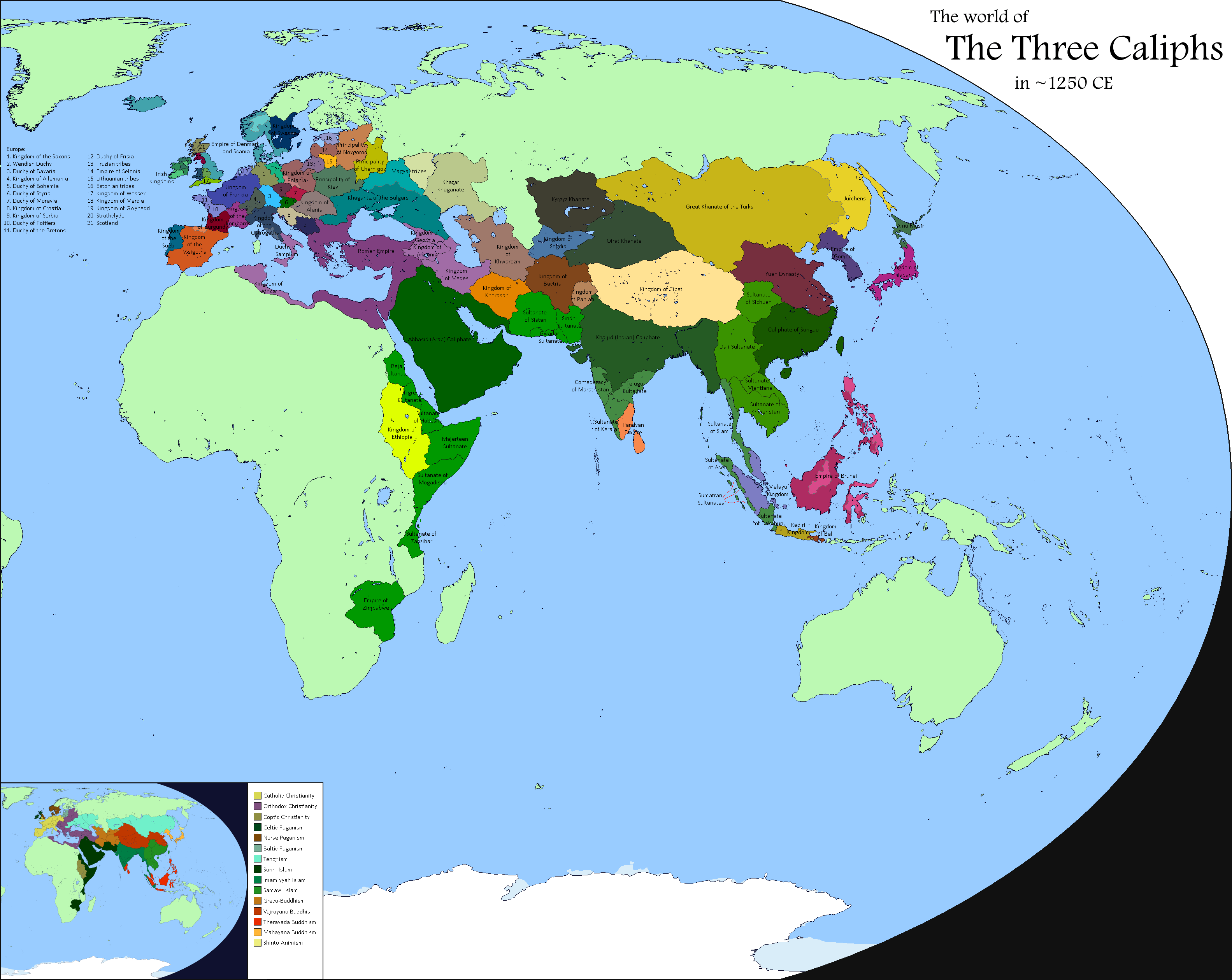 World Map In 1250 The world of The Three Caliphs in 1250 CE r/imaginarymaps