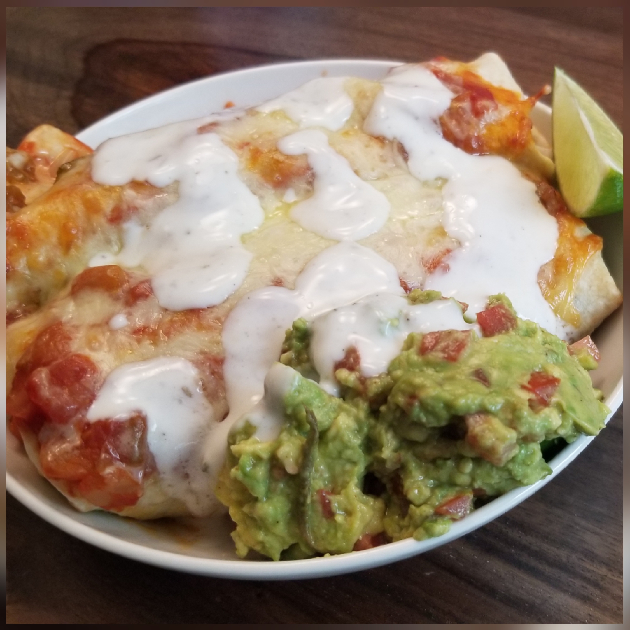[Homemade] Burritos with fresh Mexican crema and guacamole r/food