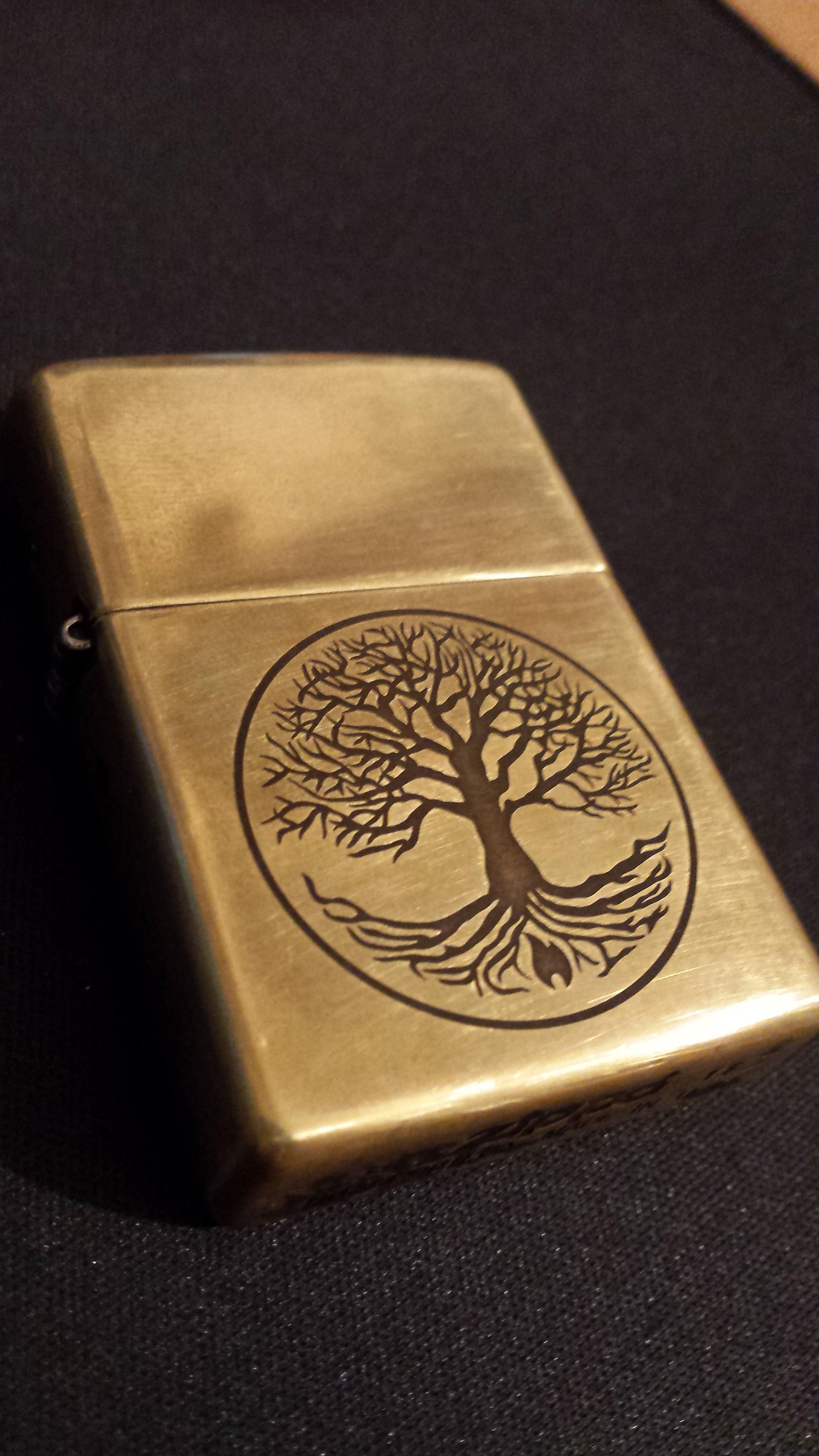 Antique Brass Tree of life + 3000grit r/Zippo